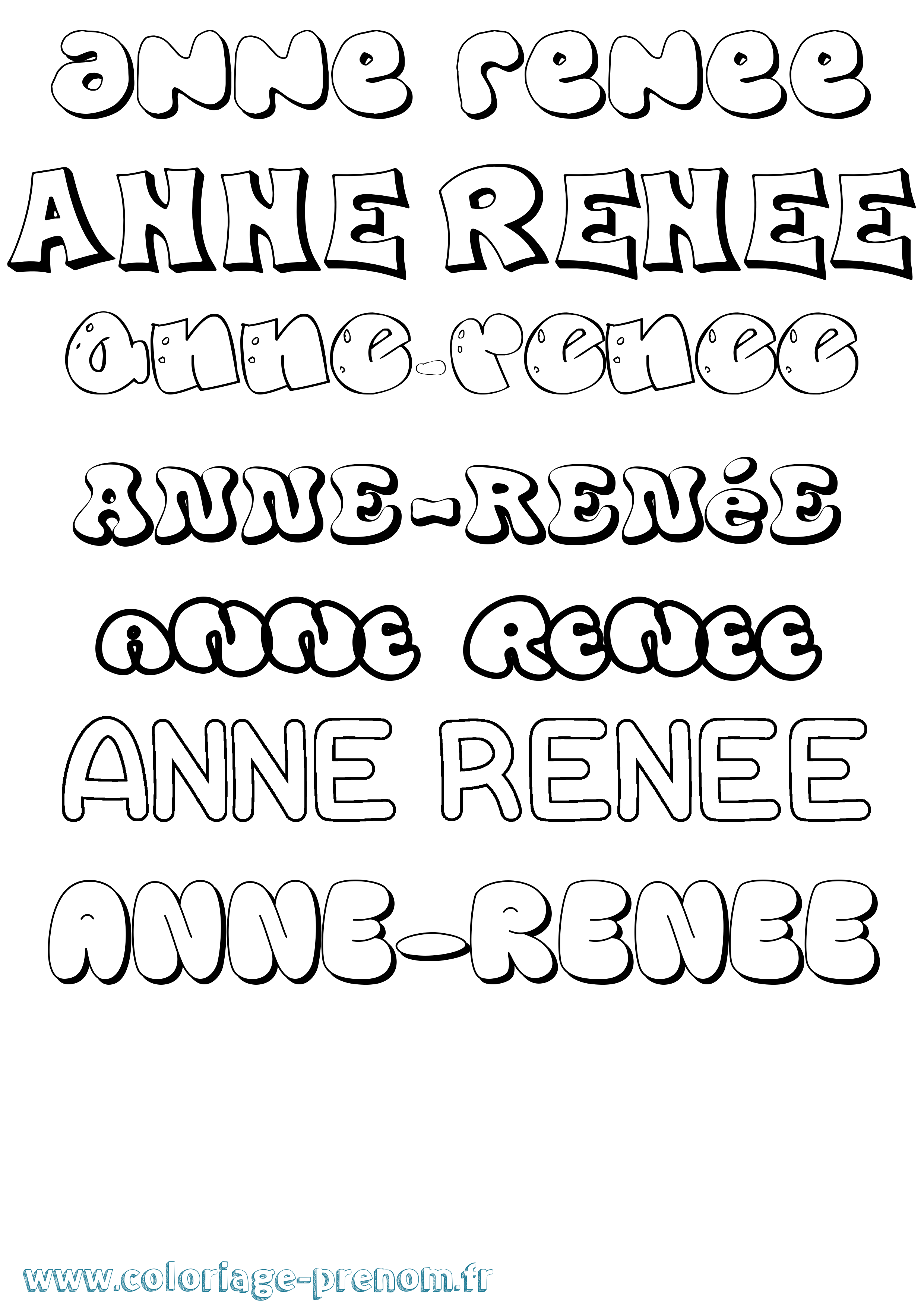 Coloriage Anne-Renée Bubble Coloriage prénom Anne-Renée Bubble