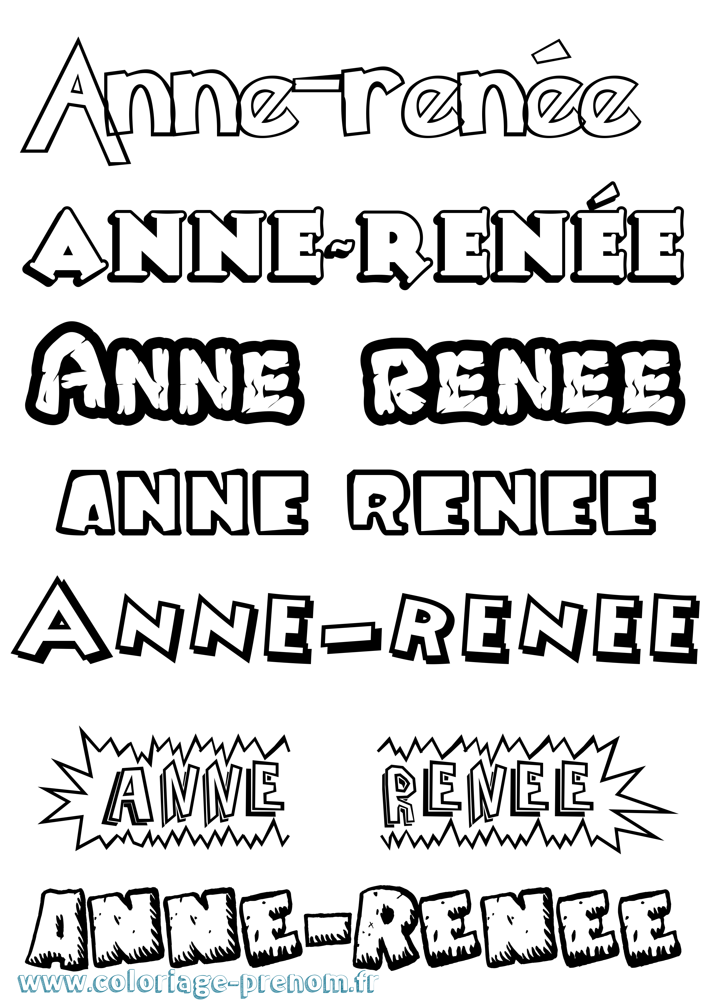 Coloriage Anne-Renée Dessin Animé Coloriage prénom Anne-Renée Dessin Animé