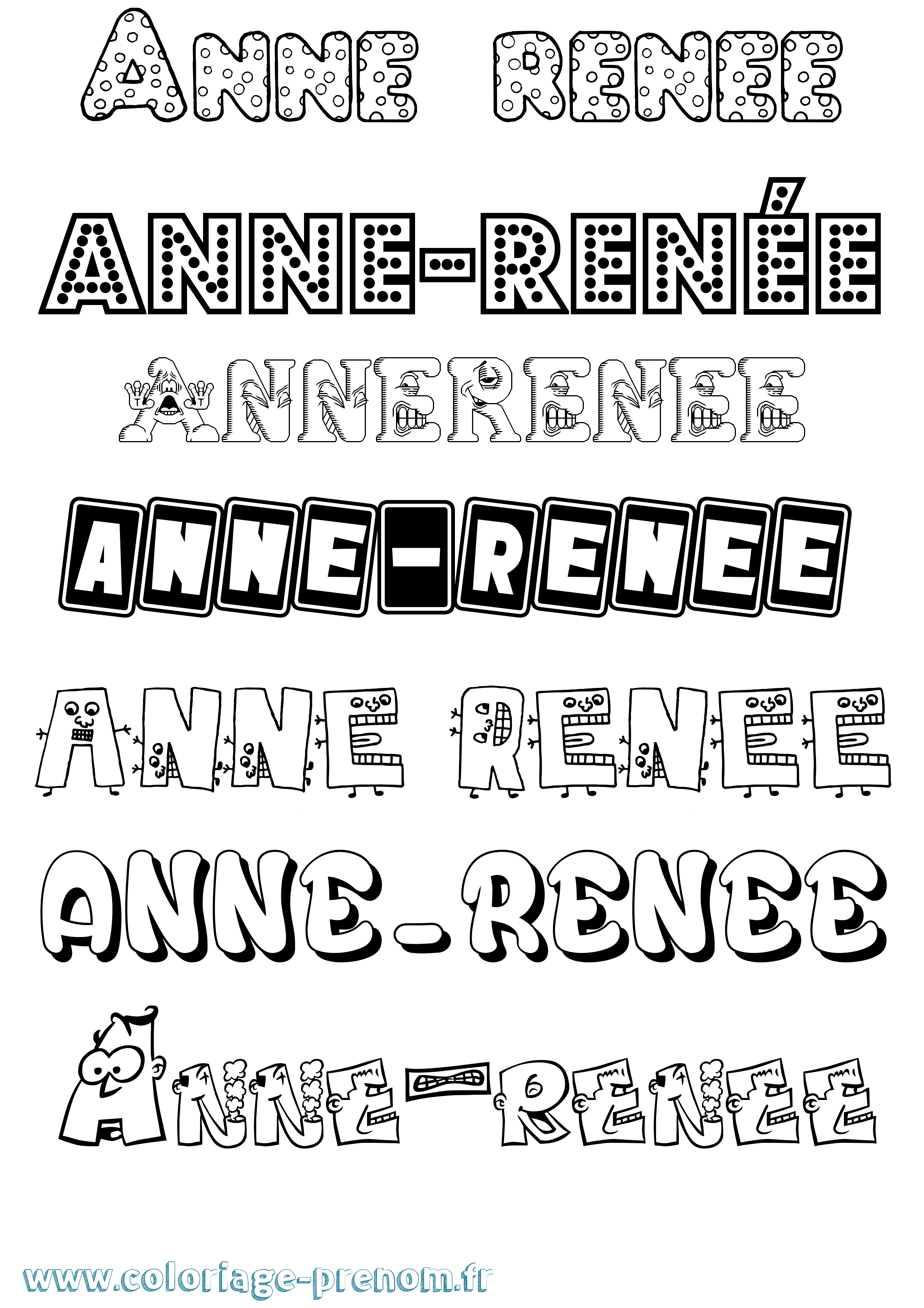 Coloriage Anne-Renée Fun Coloriage prénom Anne-Renée Fun