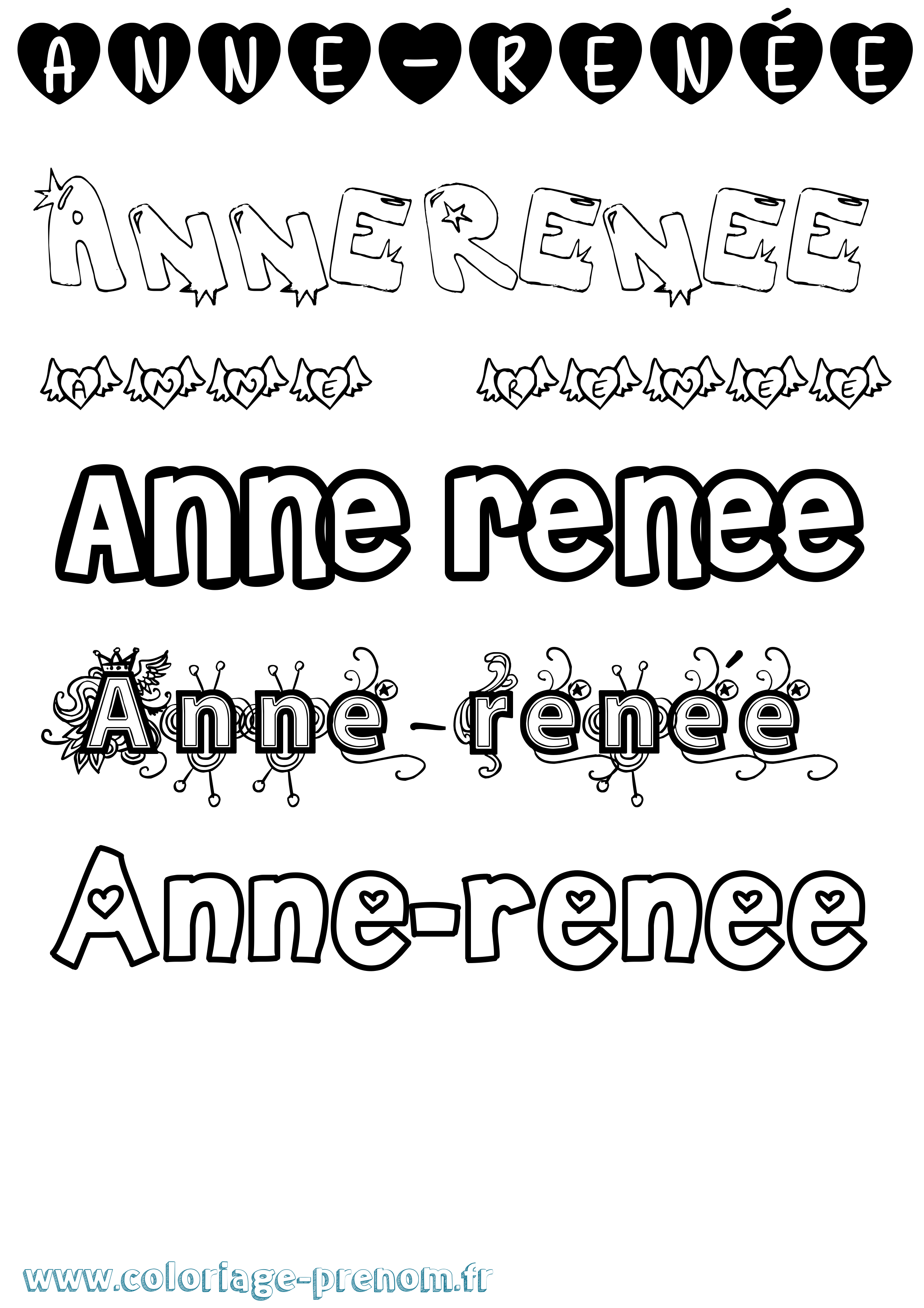 Coloriage Anne-Renée Girly Coloriage prénom Anne-Renée Girly