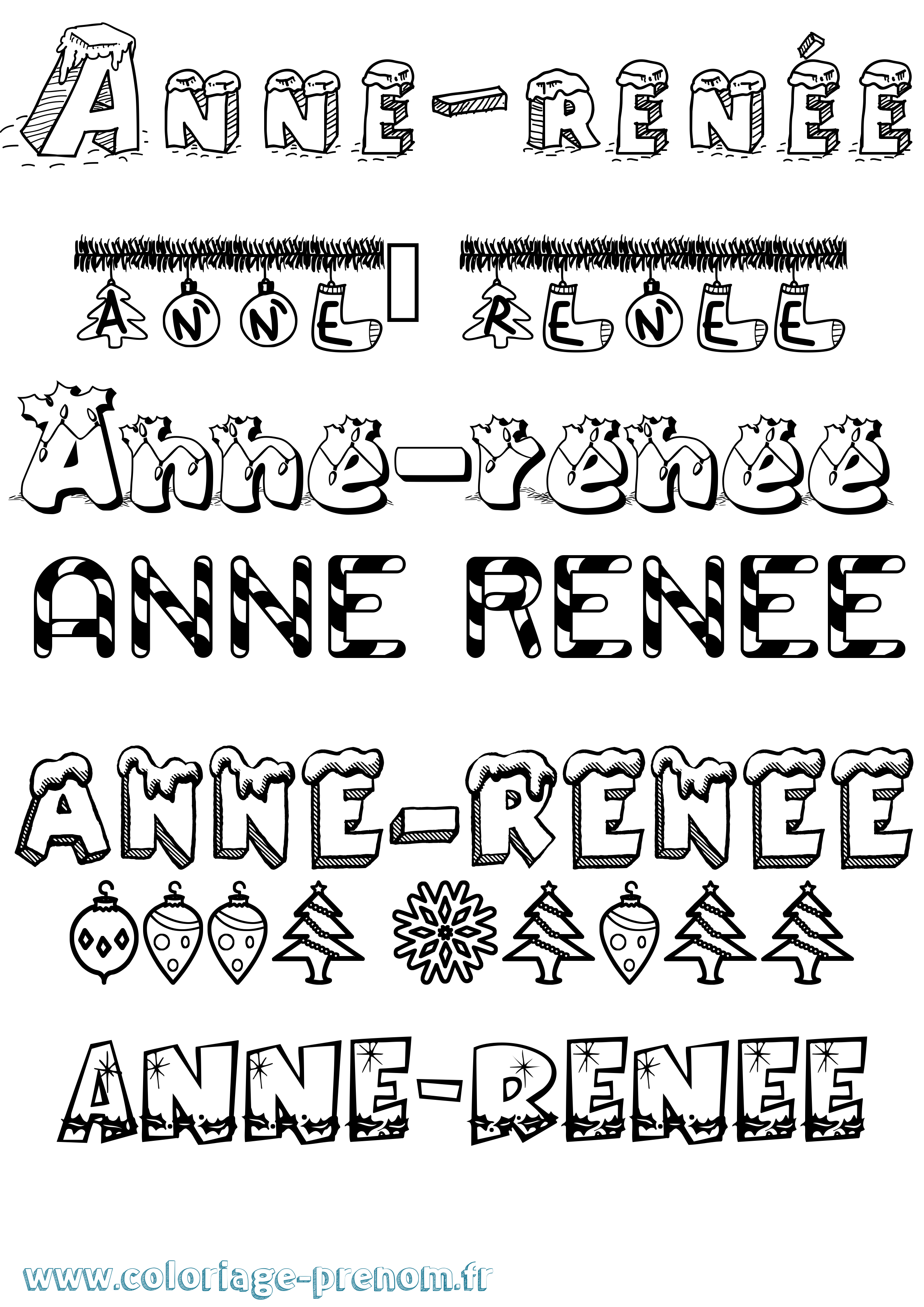 Coloriage Anne-Renée Noël Coloriage prénom Anne-Renée Noël