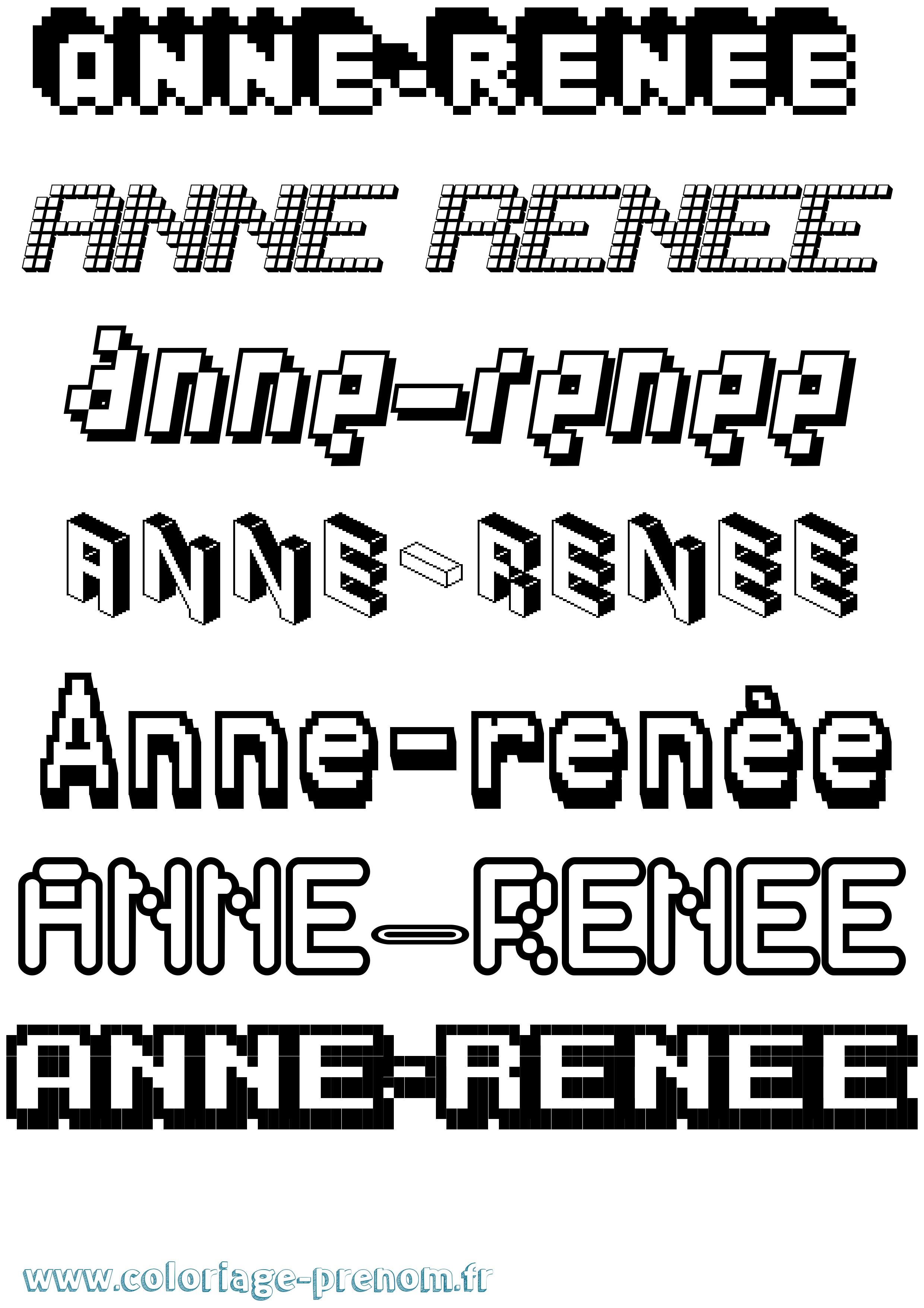 Coloriage Anne-Renée Pixel Coloriage prénom Anne-Renée Pixel