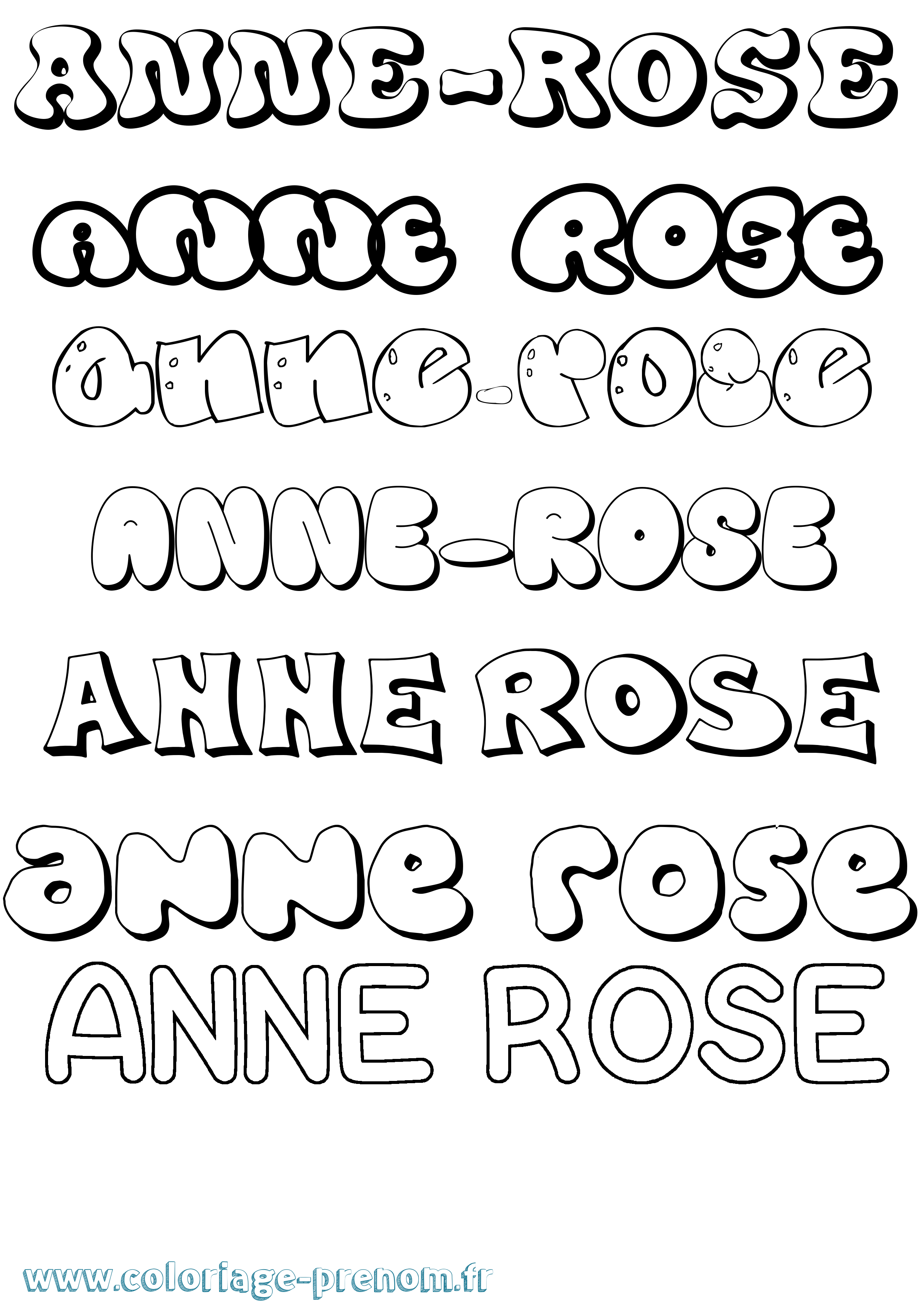 Coloriage Anne-Rose Bubble Coloriage prénom Anne-Rose Bubble