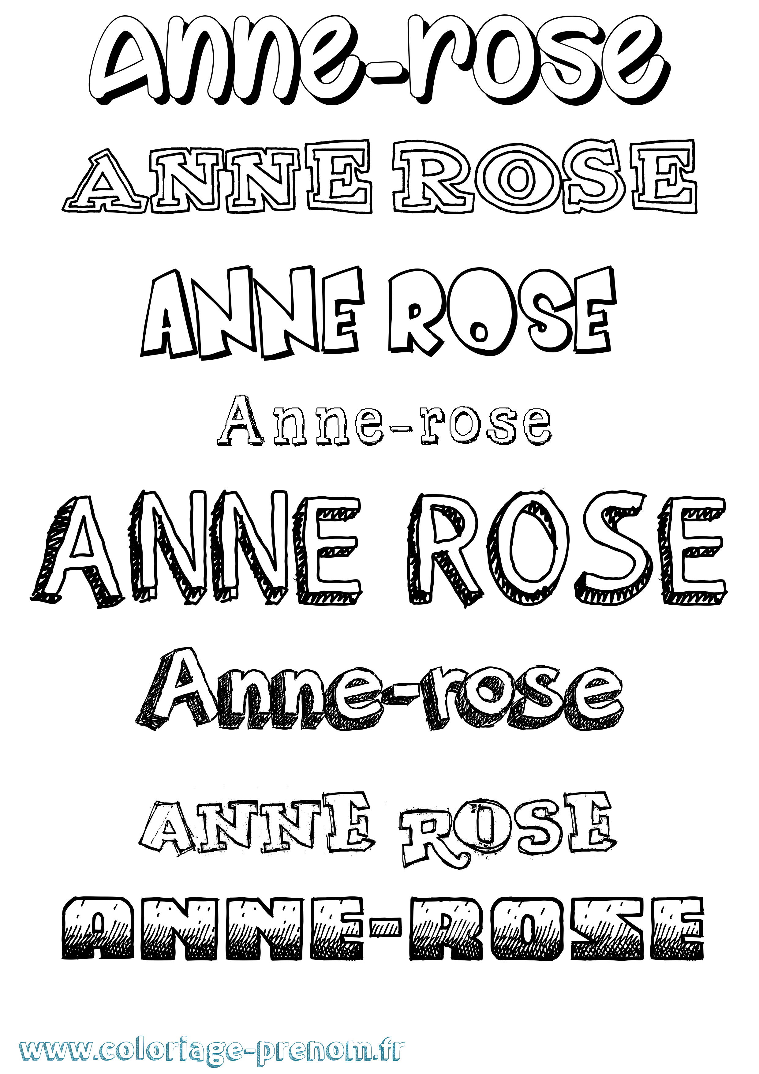 Coloriage Anne-Rose Dessiné Coloriage prénom Anne-Rose Dessiné