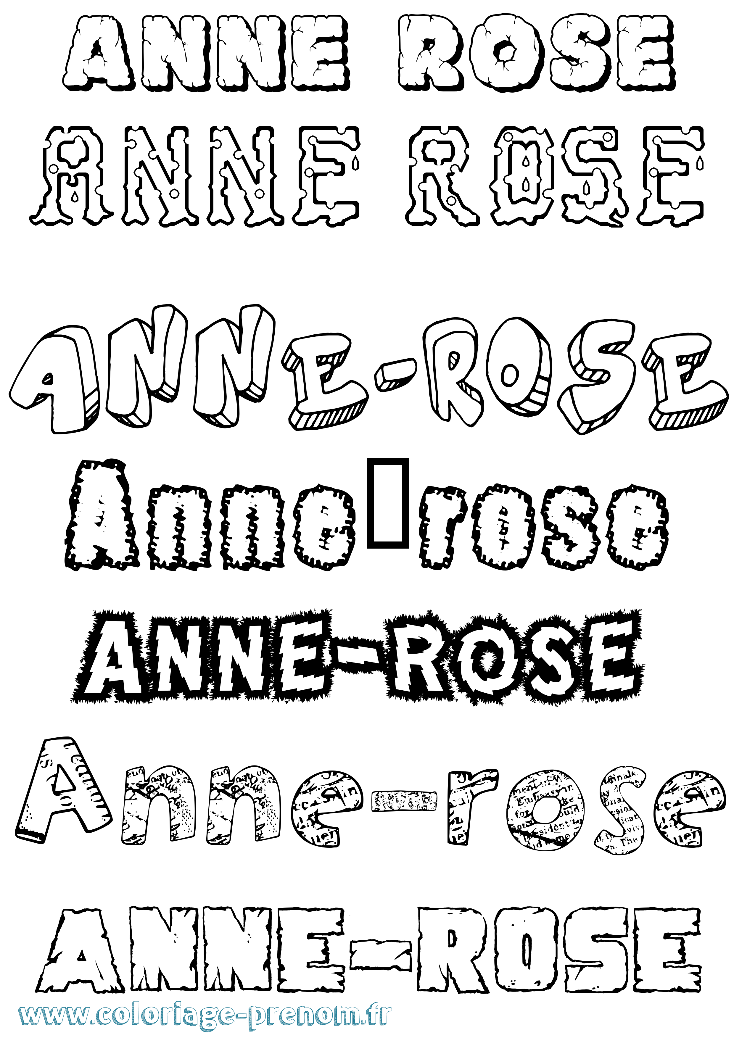 Coloriage Anne-Rose Destructuré Coloriage prénom Anne-Rose Destructuré