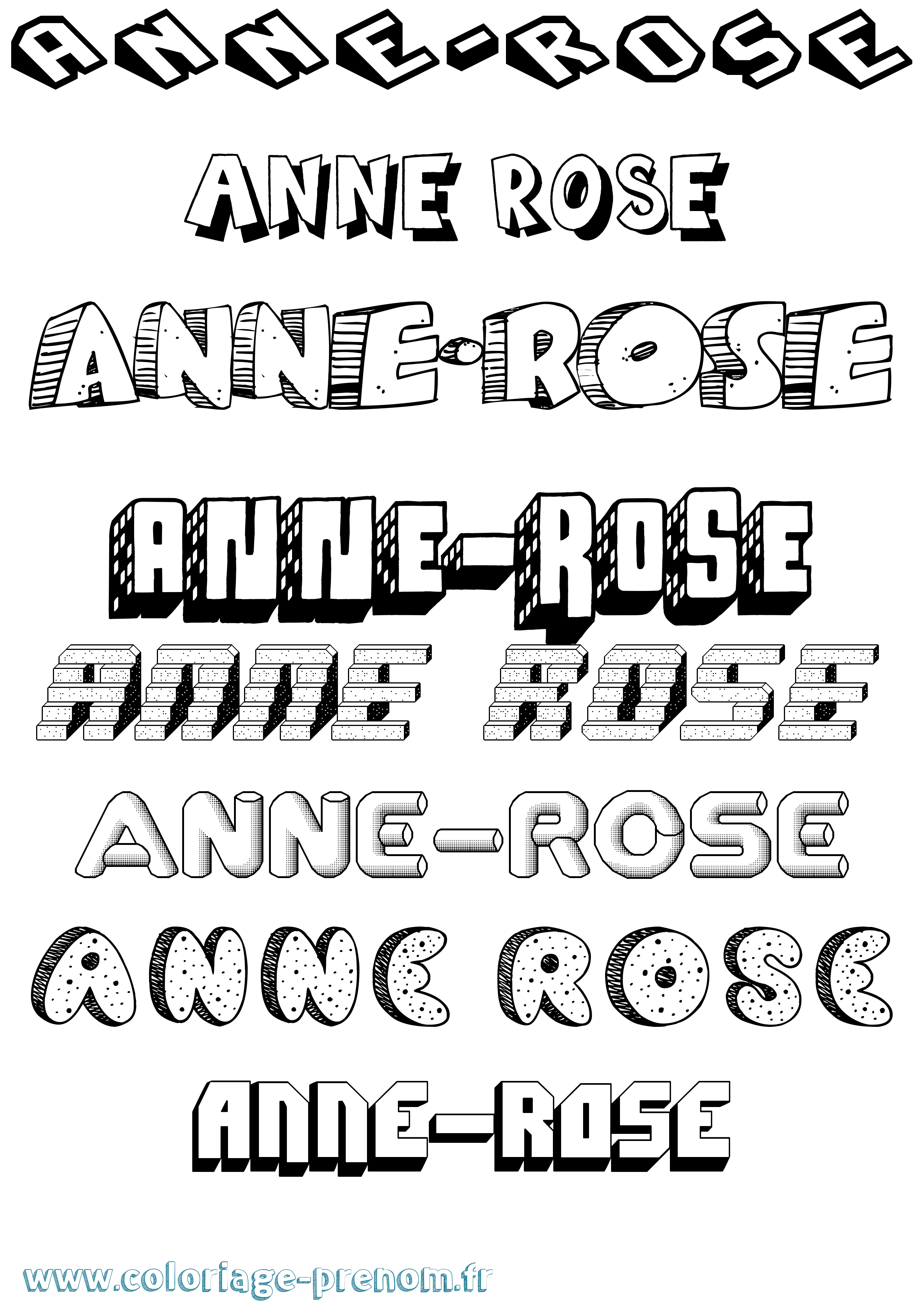 Coloriage Anne-Rose Effet 3D Coloriage prénom Anne-Rose Effet 3D