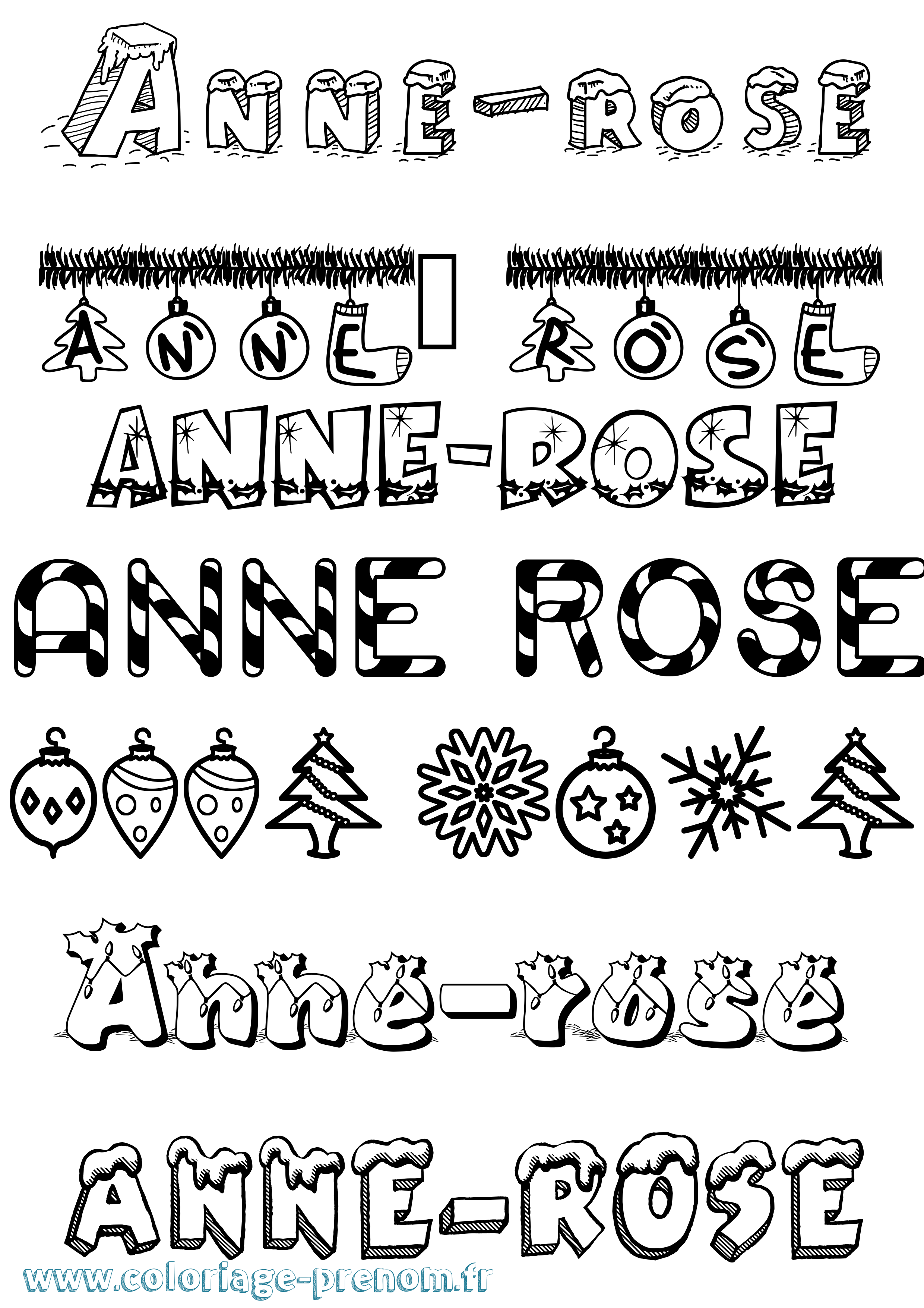 Coloriage Anne-Rose Noël Coloriage prénom Anne-Rose Noël