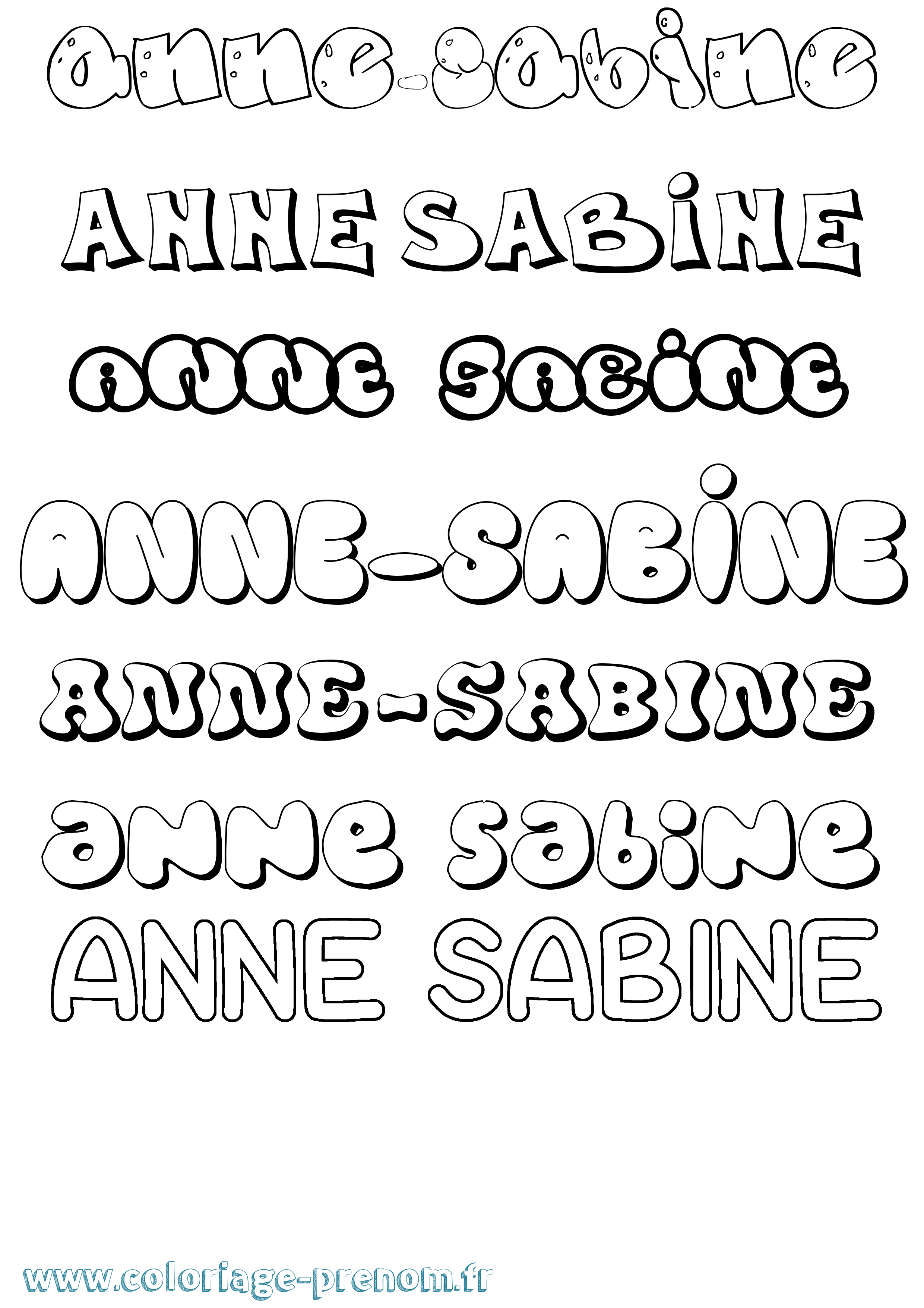 Coloriage Anne-Sabine Bubble Coloriage prénom Anne-Sabine Bubble