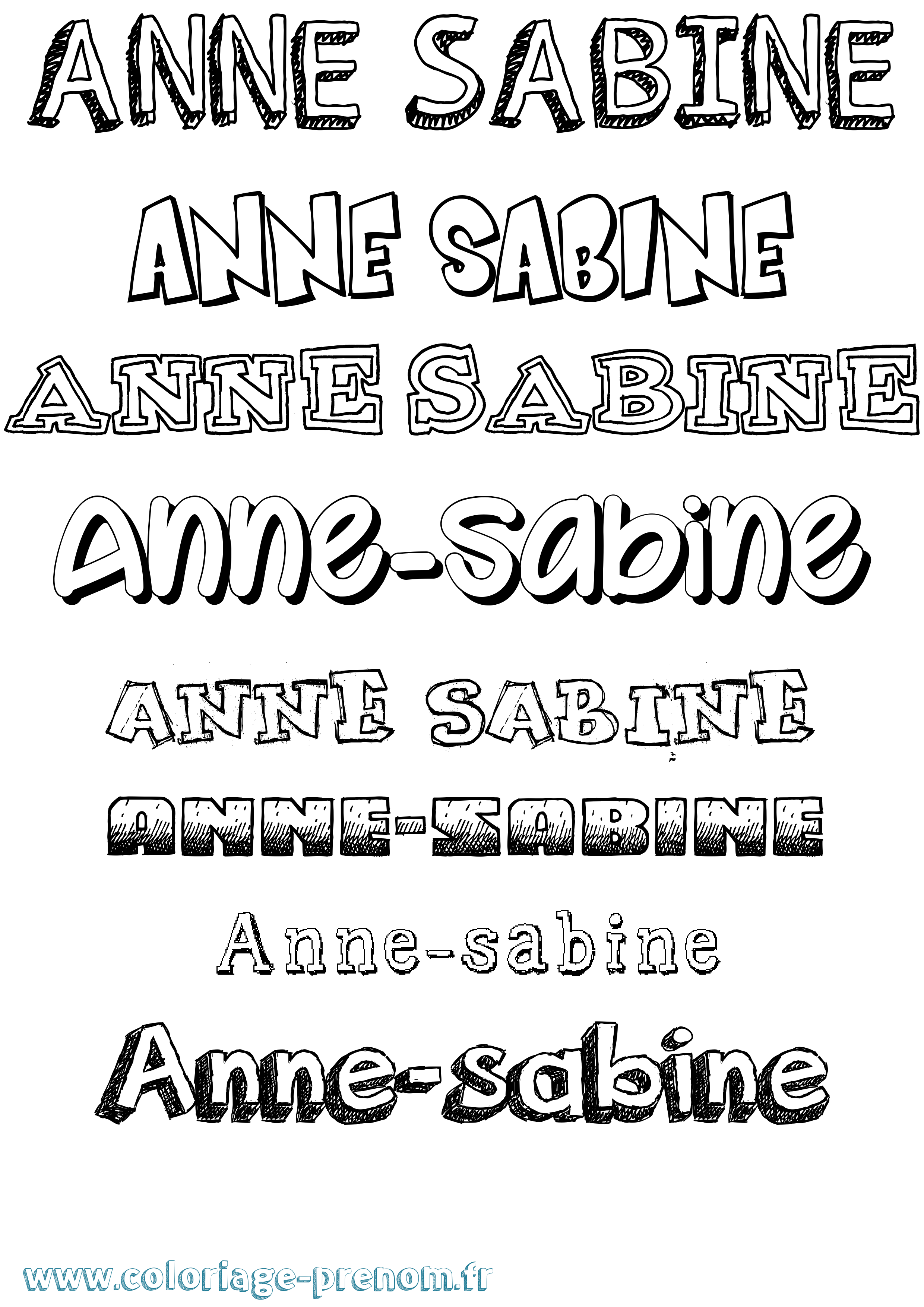 Coloriage Anne-Sabine Dessiné Coloriage prénom Anne-Sabine Dessiné