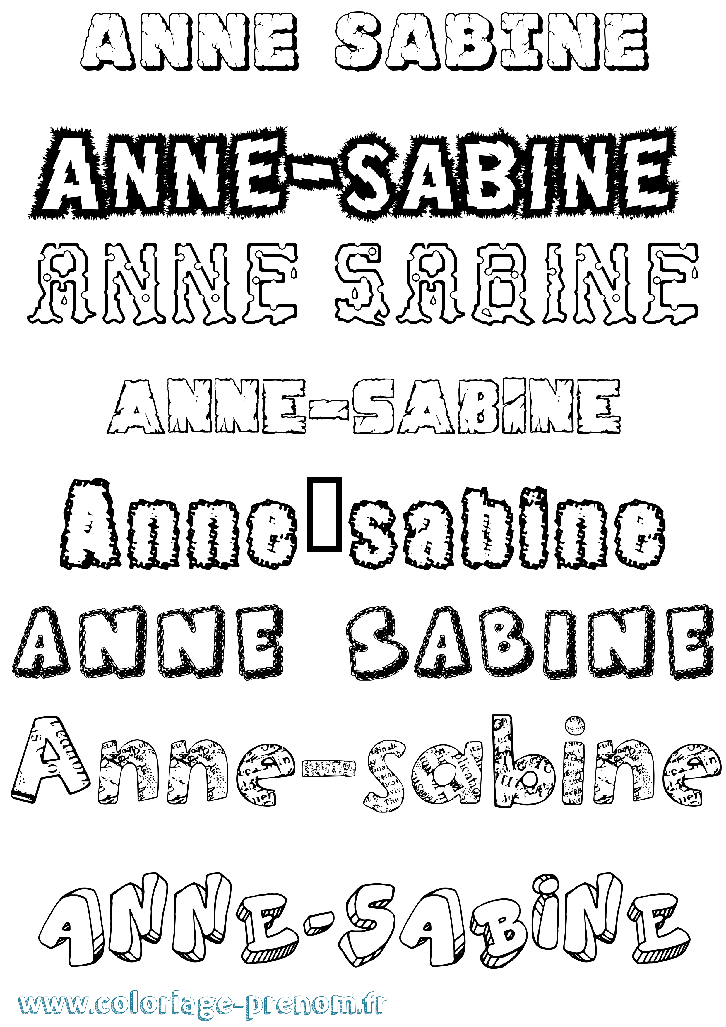 Coloriage Anne-Sabine Destructuré Coloriage prénom Anne-Sabine Destructuré