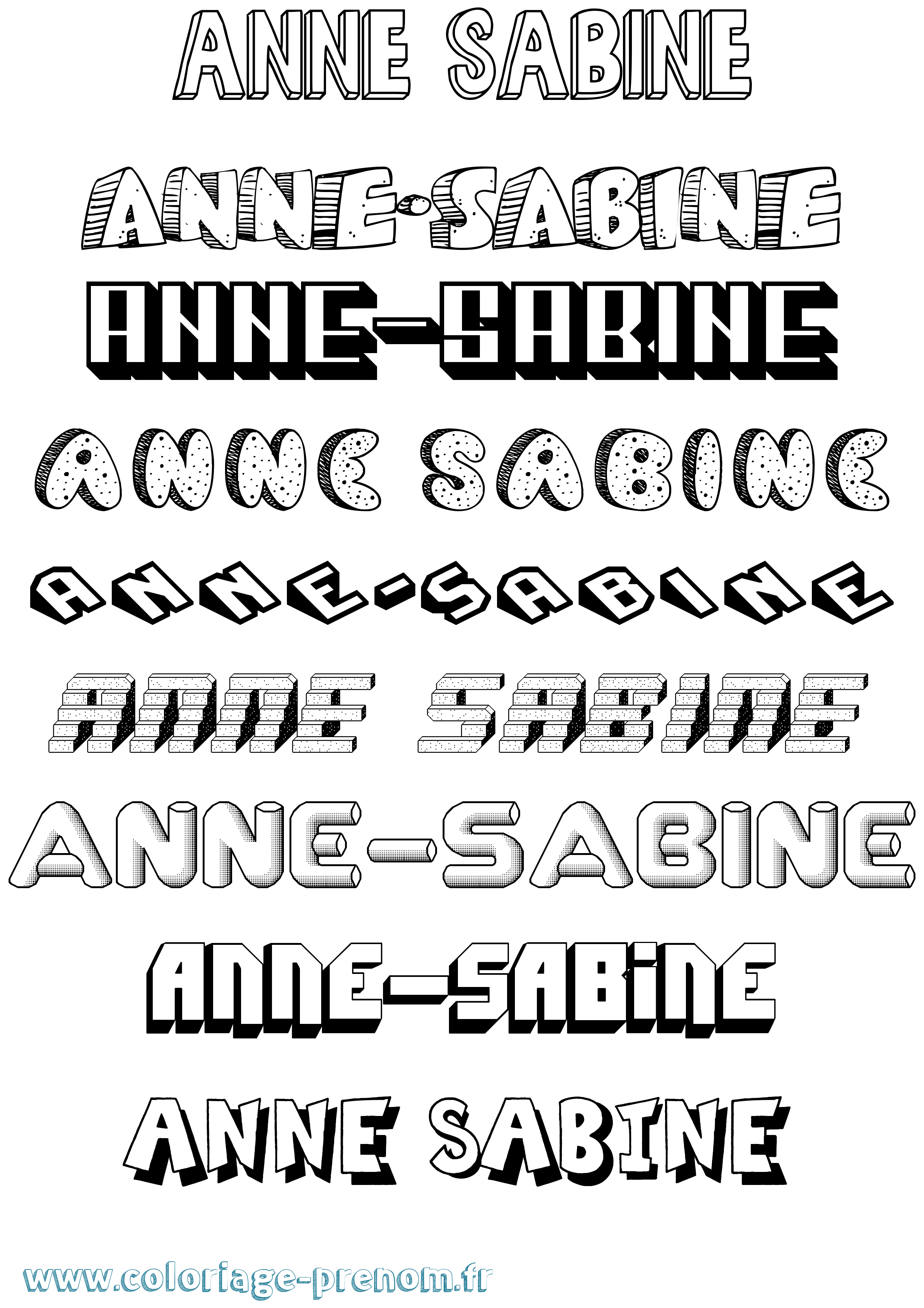 Coloriage Anne-Sabine Effet 3D Coloriage prénom Anne-Sabine Effet 3D