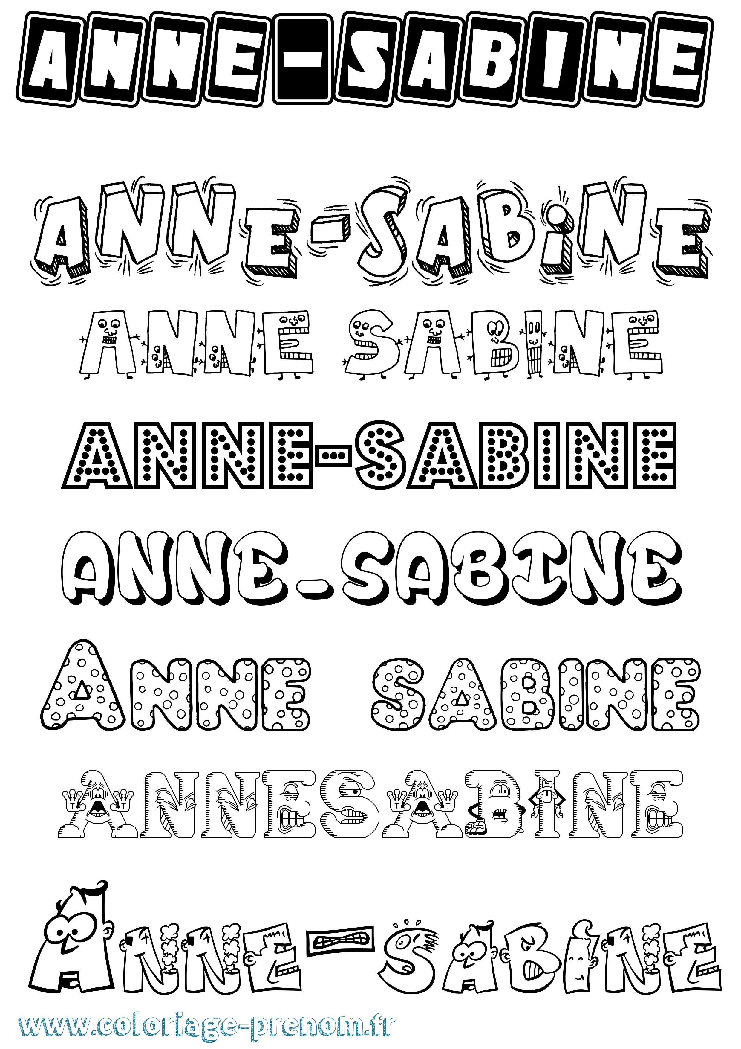 Coloriage Anne-Sabine Fun Coloriage prénom Anne-Sabine Fun