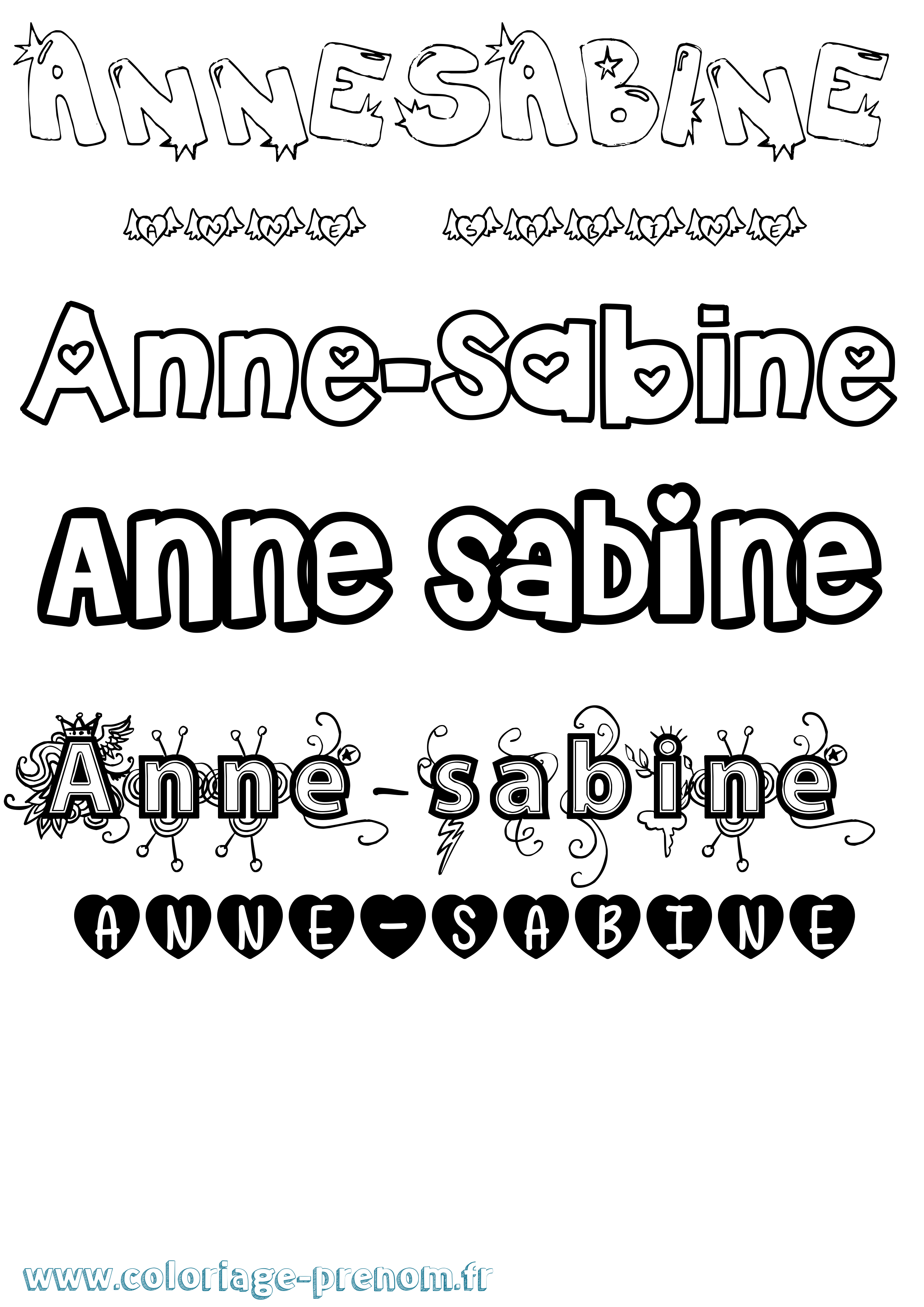 Coloriage Anne-Sabine Girly Coloriage prénom Anne-Sabine Girly