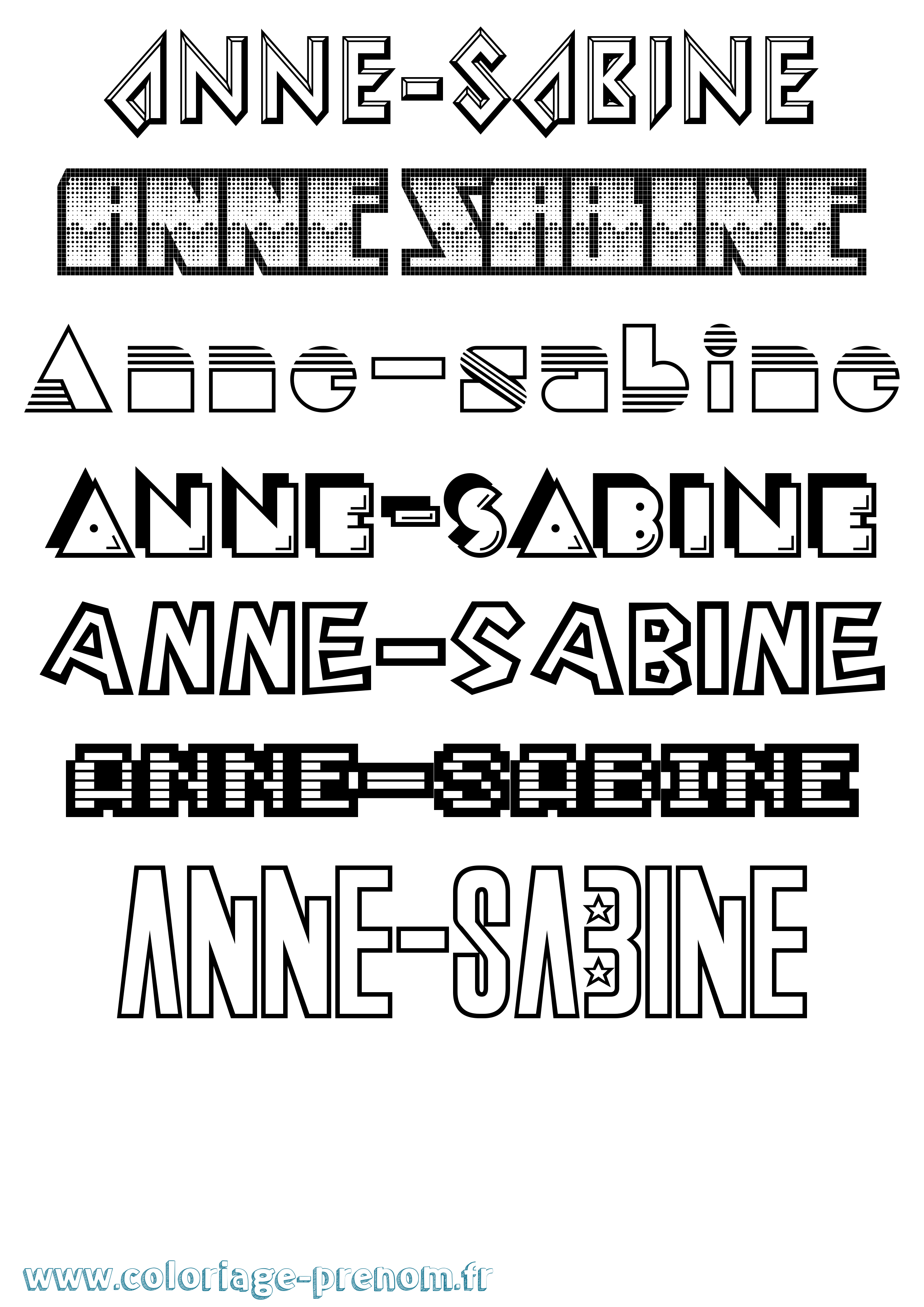 Coloriage Anne-Sabine Jeux Vidéos Coloriage prénom Anne-Sabine Jeux Vidéos