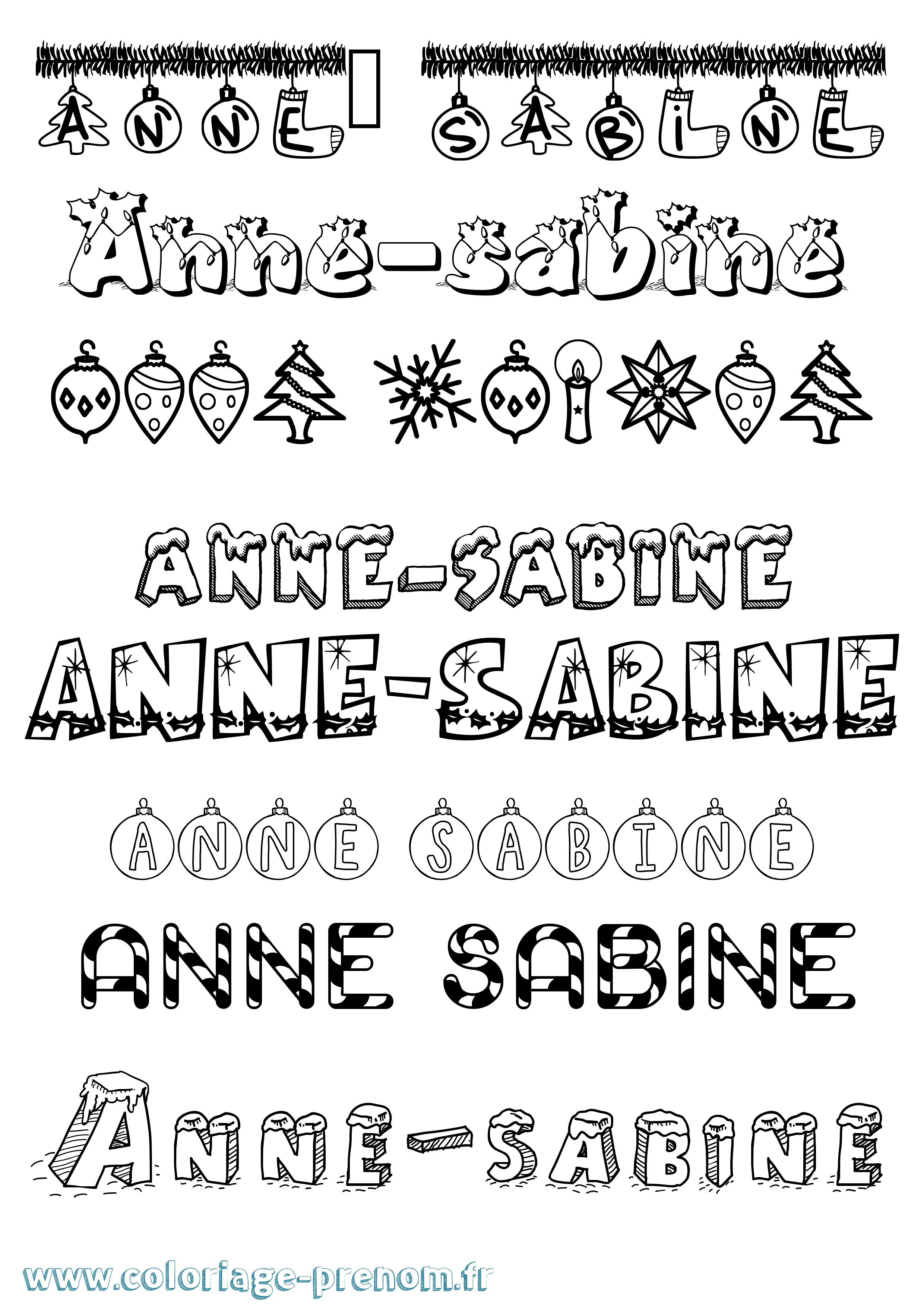 Coloriage Anne-Sabine Noël Coloriage prénom Anne-Sabine Noël