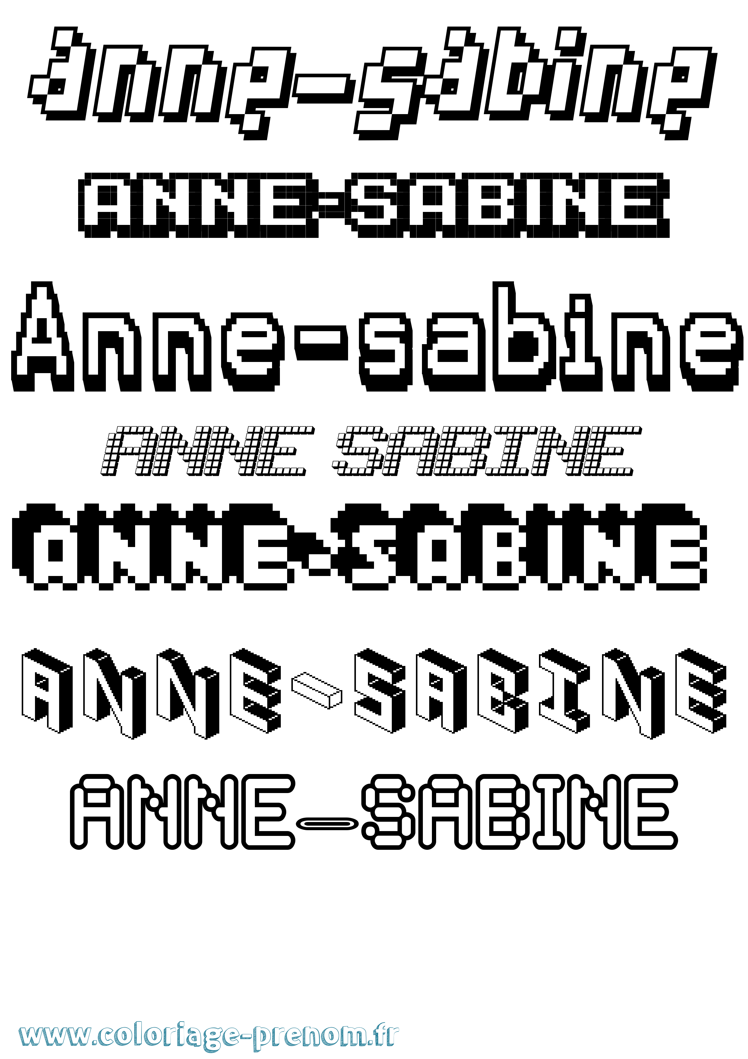 Coloriage Anne-Sabine Pixel Coloriage prénom Anne-Sabine Pixel