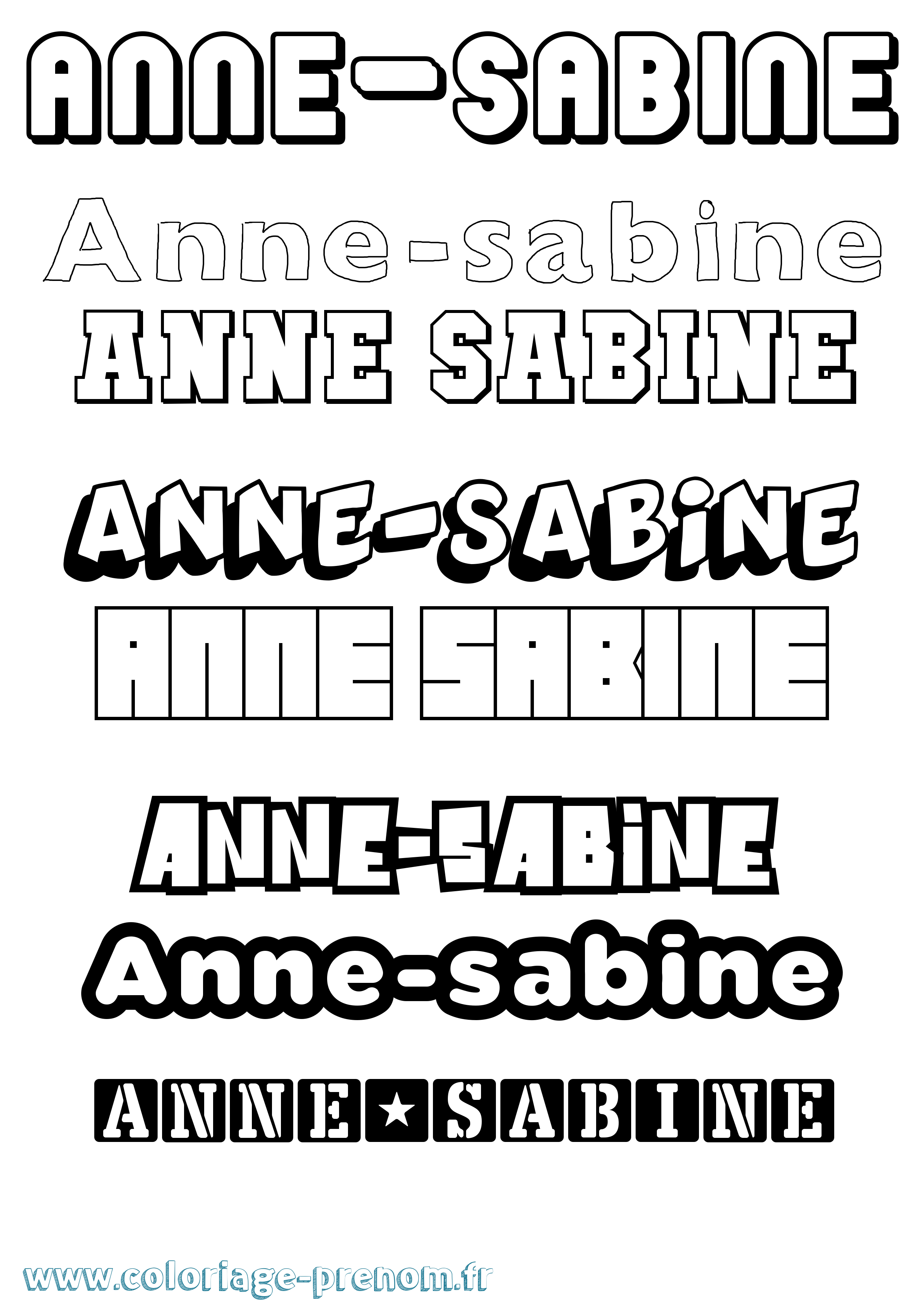 Coloriage Anne-Sabine Simple Coloriage prénom Anne-Sabine Simple