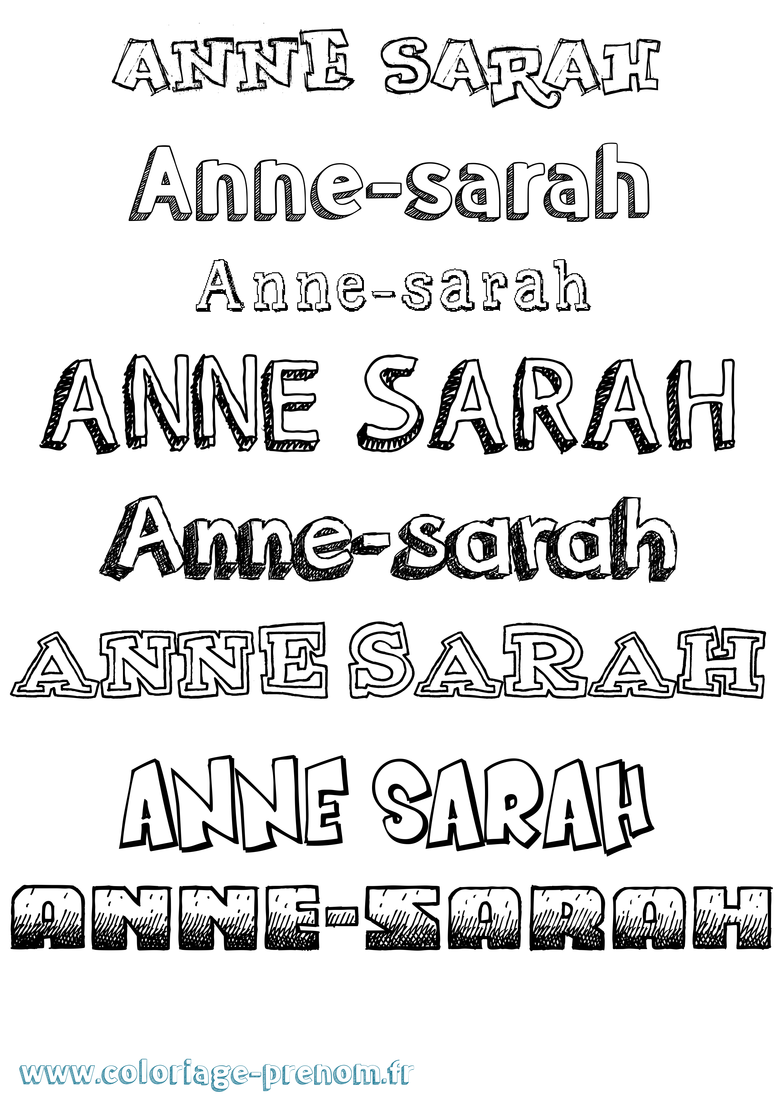 Coloriage Anne-Sarah Dessiné Coloriage prénom Anne-Sarah Dessiné