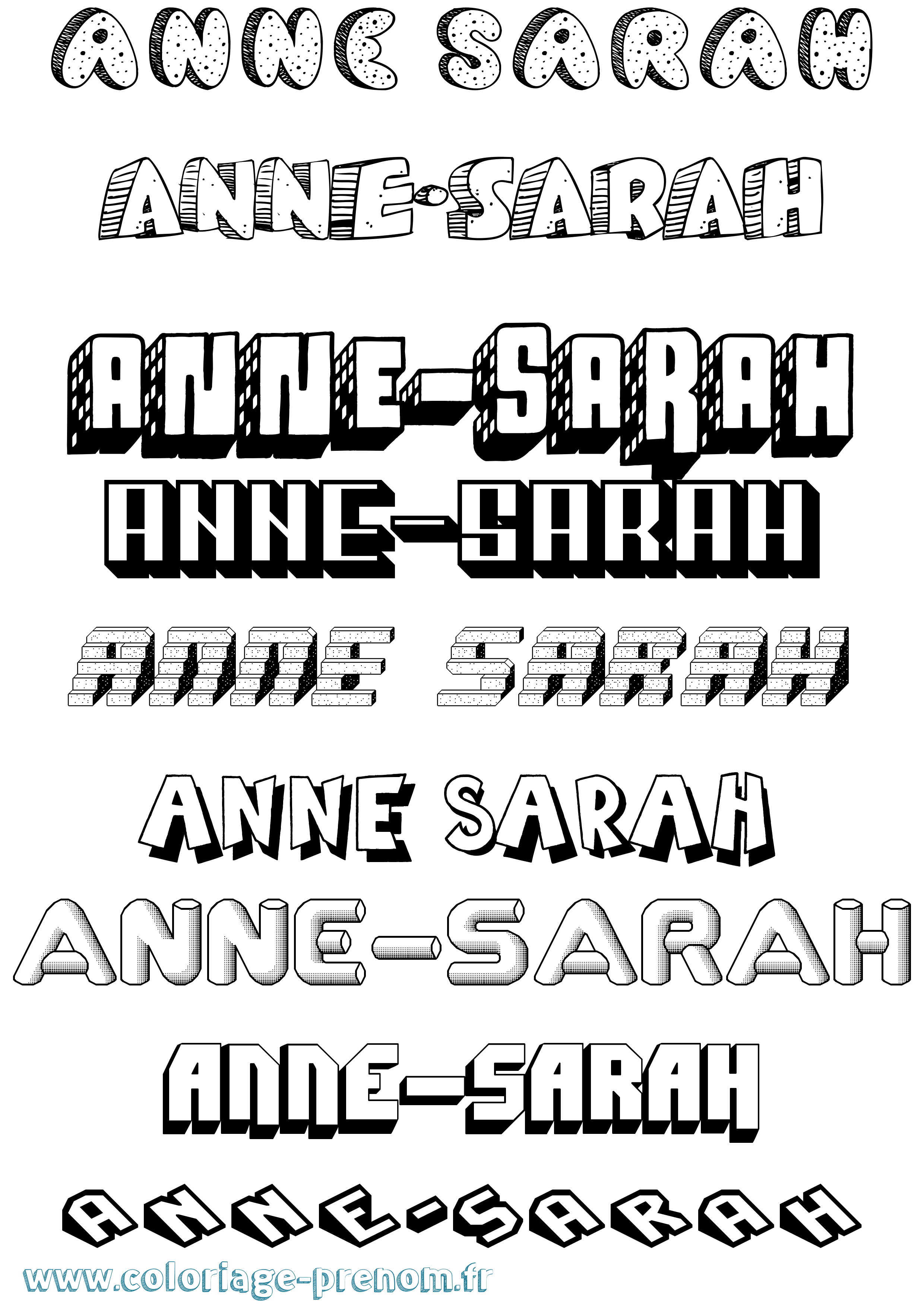 Coloriage Anne-Sarah Effet 3D Coloriage prénom Anne-Sarah Effet 3D