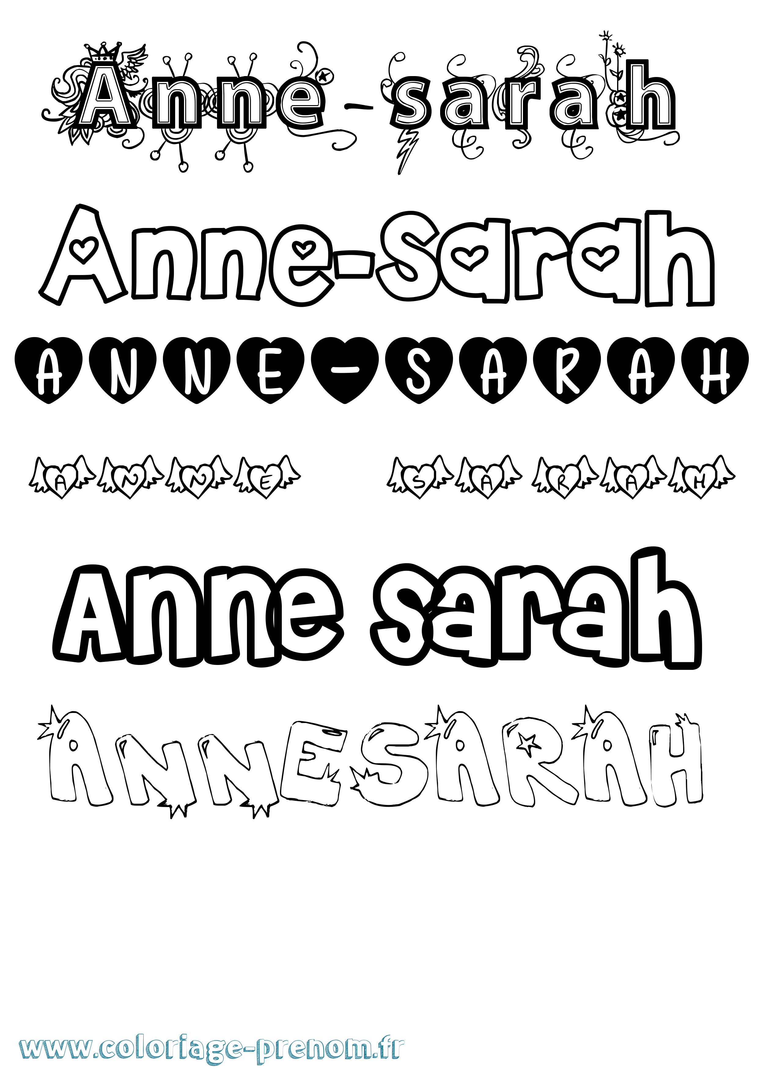 Coloriage Anne-Sarah Girly Coloriage prénom Anne-Sarah Girly