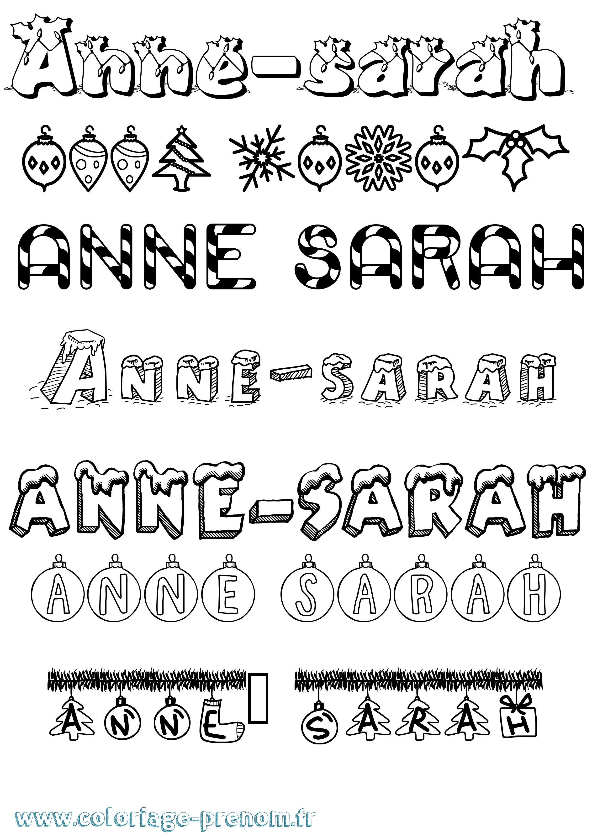 Coloriage Anne-Sarah Noël Coloriage prénom Anne-Sarah Noël