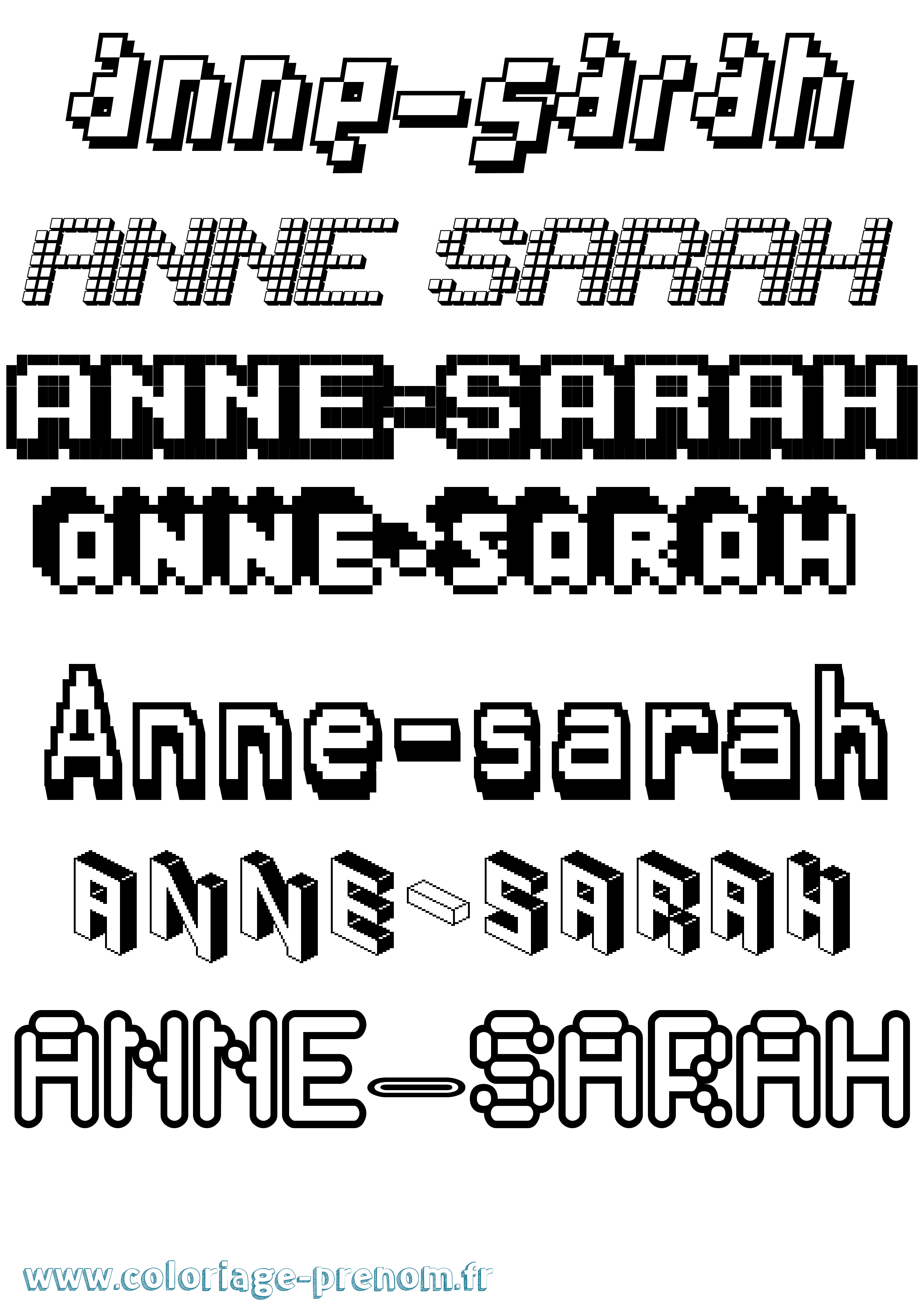Coloriage Anne-Sarah Pixel Coloriage prénom Anne-Sarah Pixel
