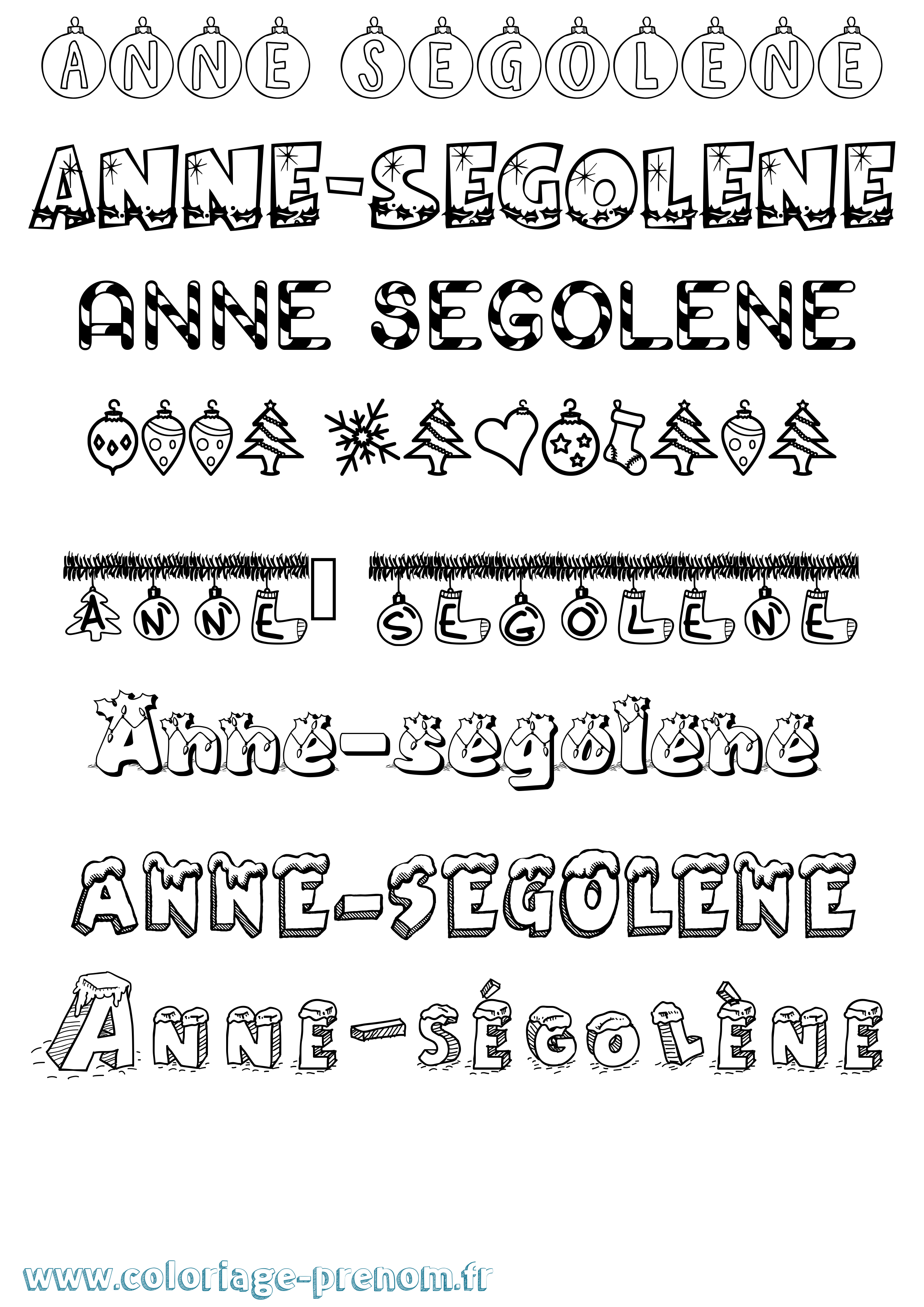 Coloriage Anne-Ségolène Noël Coloriage prénom Anne-Ségolène Noël