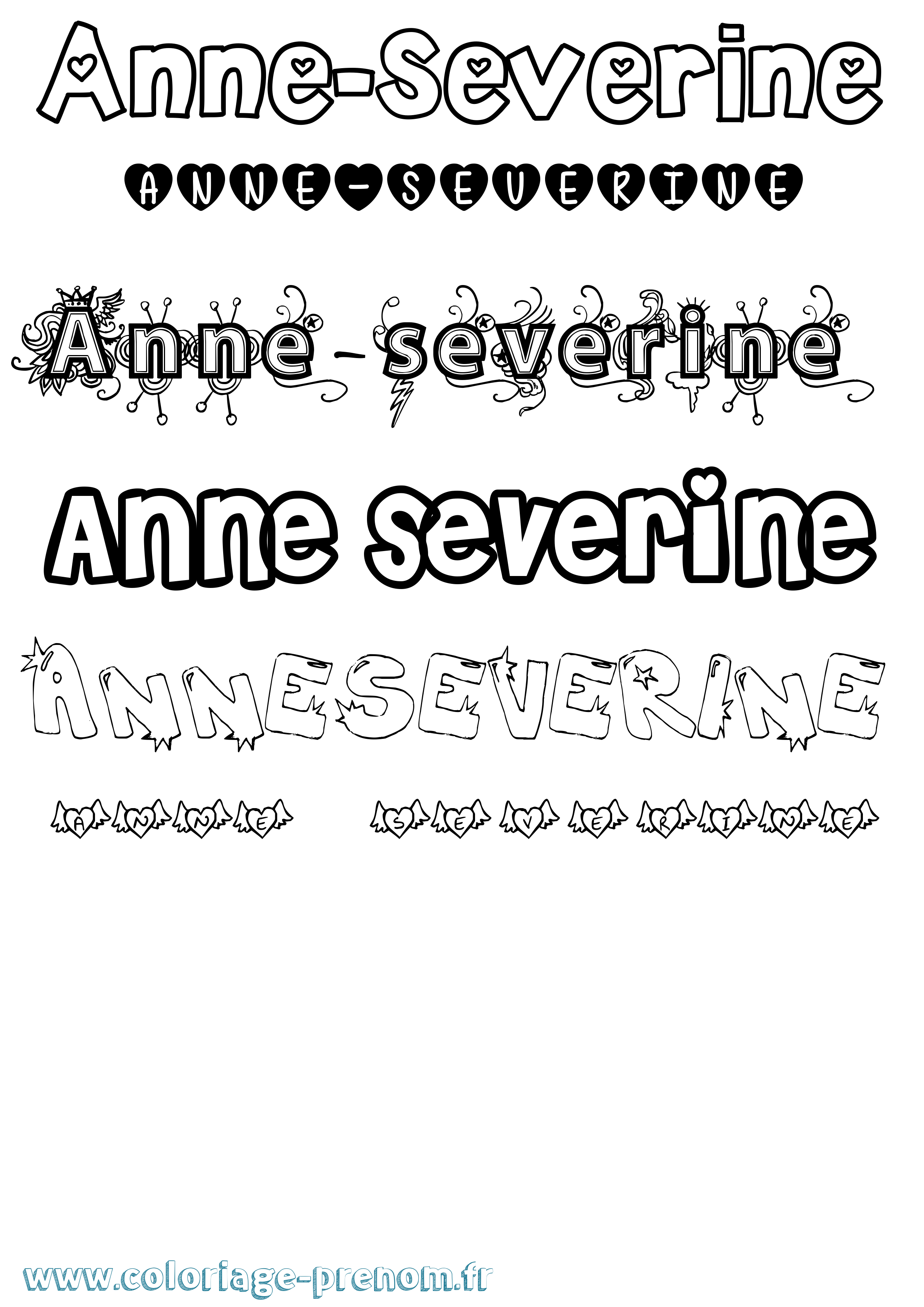 Coloriage Anne-Severine Girly Coloriage prénom Anne-Severine Girly