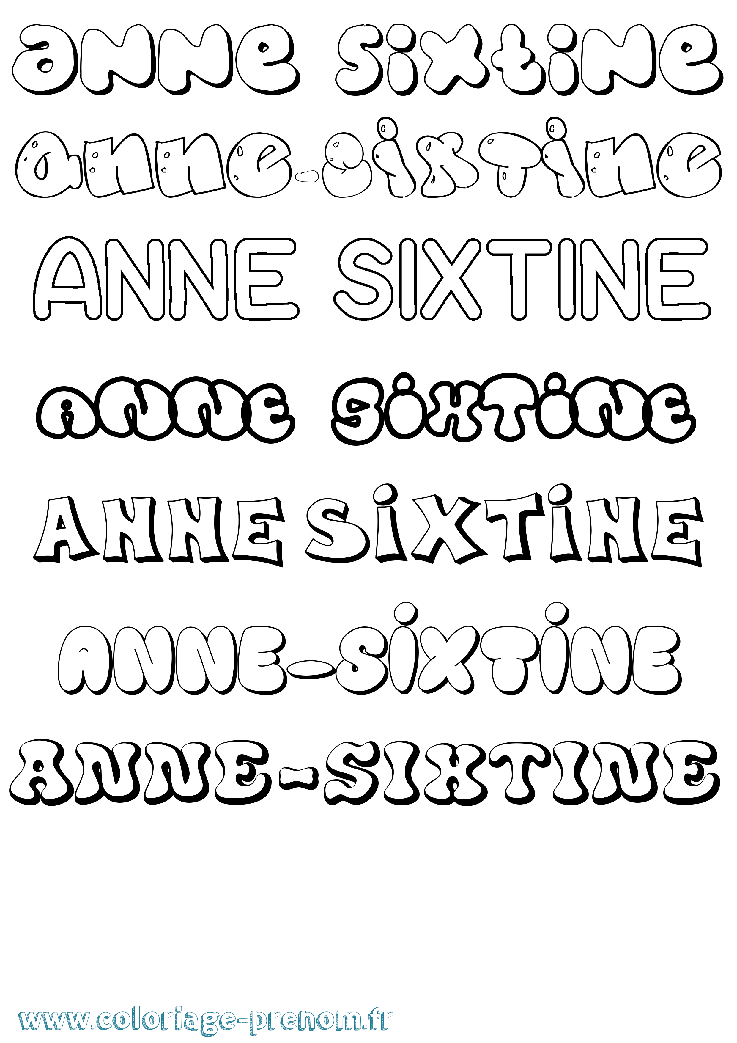 Coloriage Anne-Sixtine Bubble Coloriage prénom Anne-Sixtine Bubble