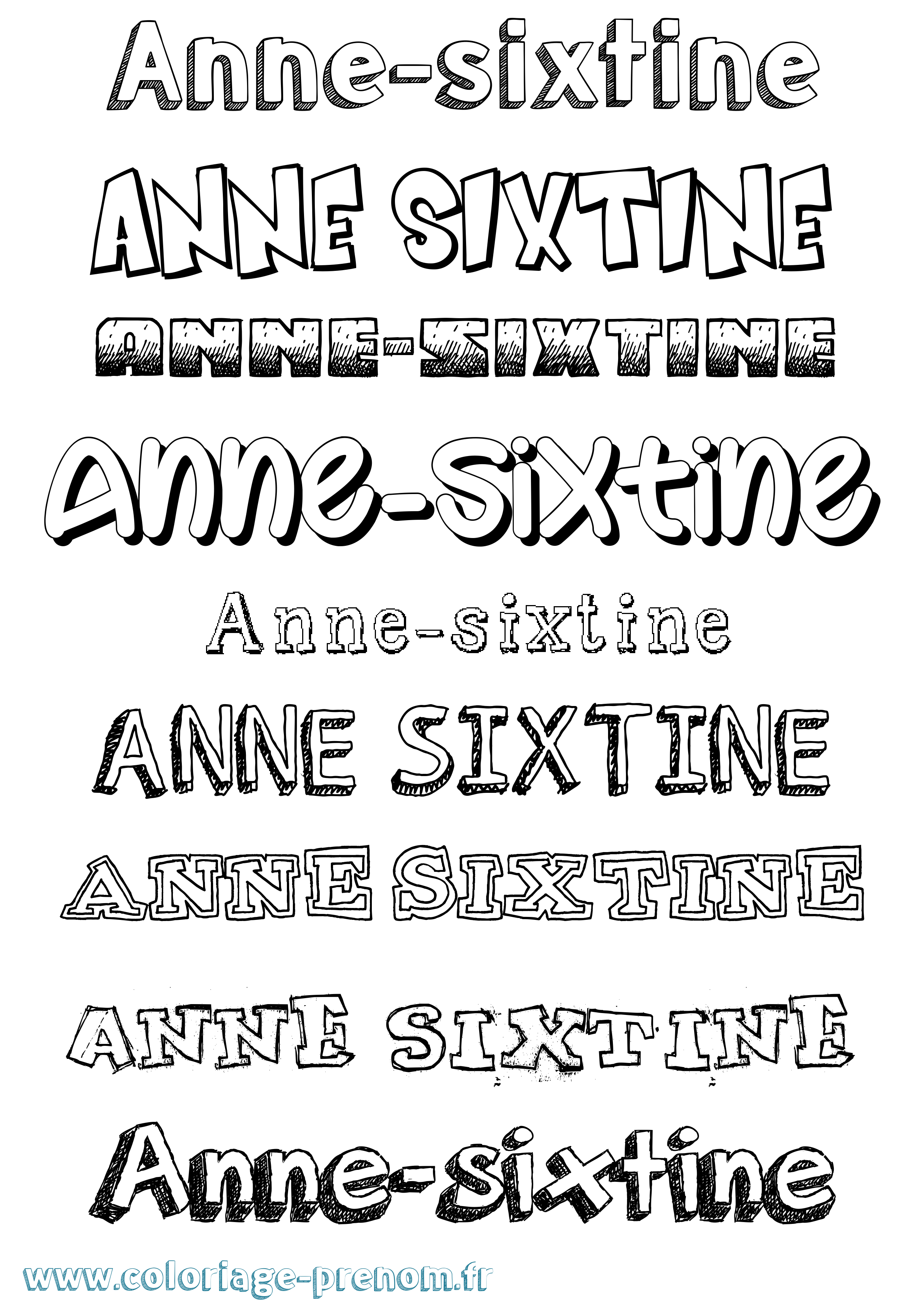 Coloriage Anne-Sixtine Dessiné Coloriage prénom Anne-Sixtine Dessiné
