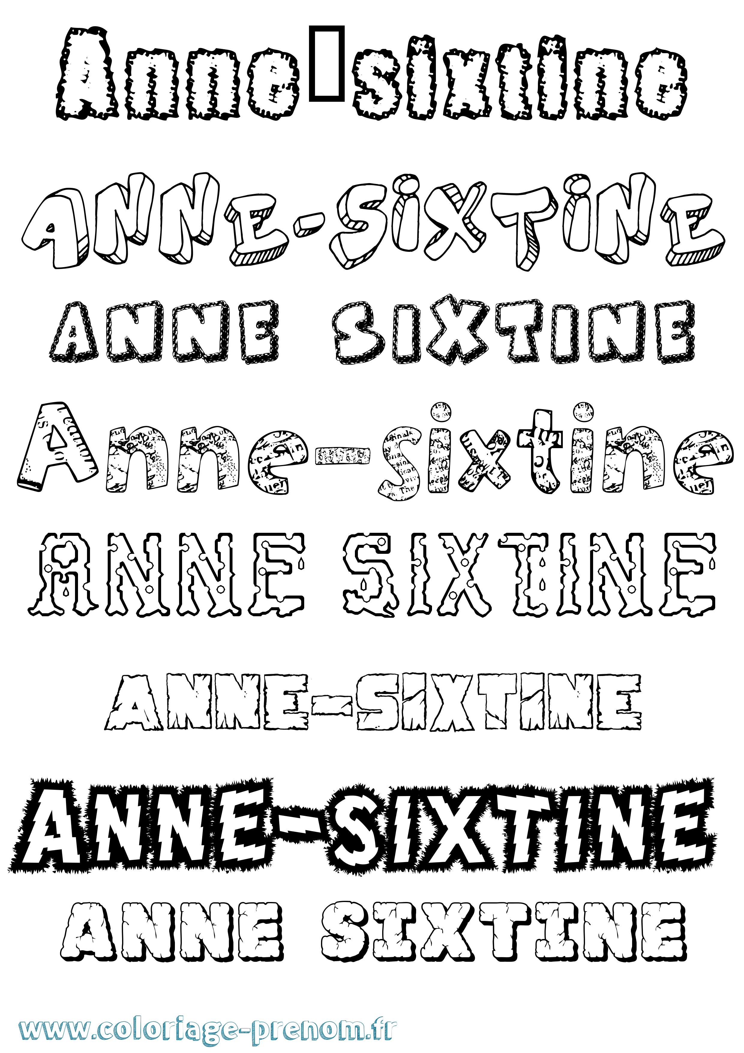 Coloriage Anne-Sixtine Destructuré Coloriage prénom Anne-Sixtine Destructuré