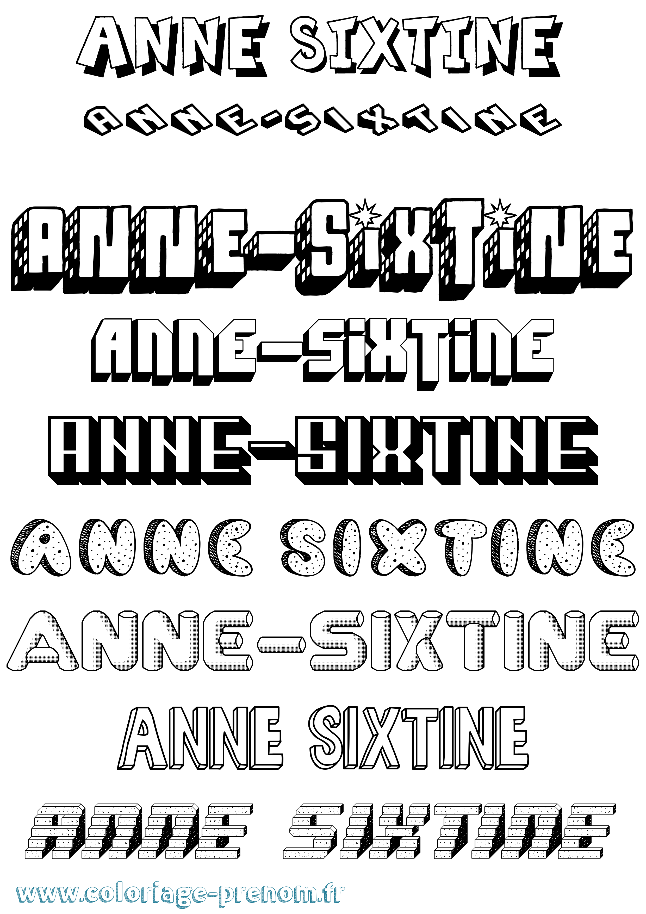 Coloriage Anne-Sixtine Effet 3D Coloriage prénom Anne-Sixtine Effet 3D