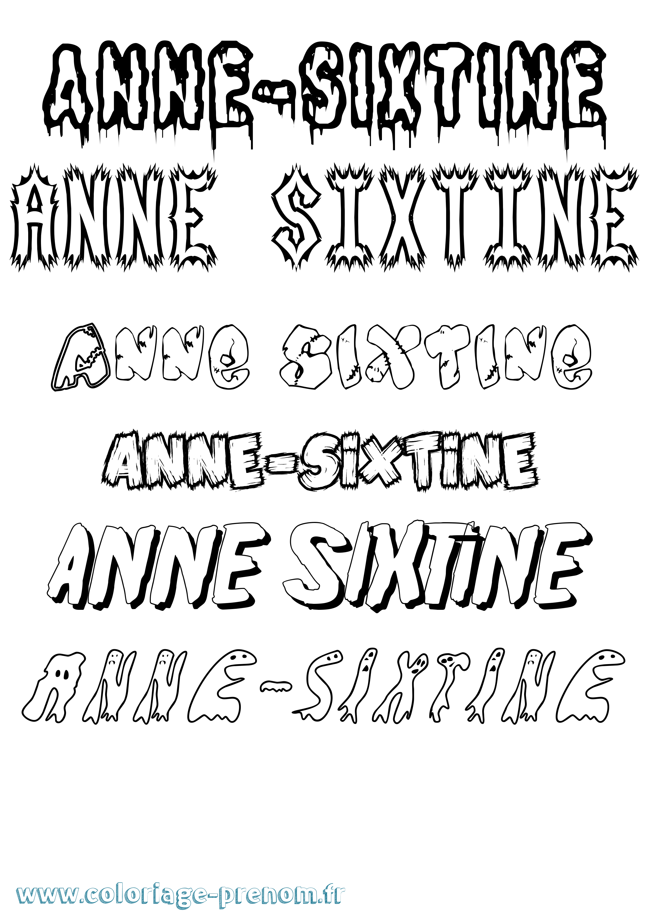 Coloriage Anne-Sixtine Frisson Coloriage prénom Anne-Sixtine Frisson
