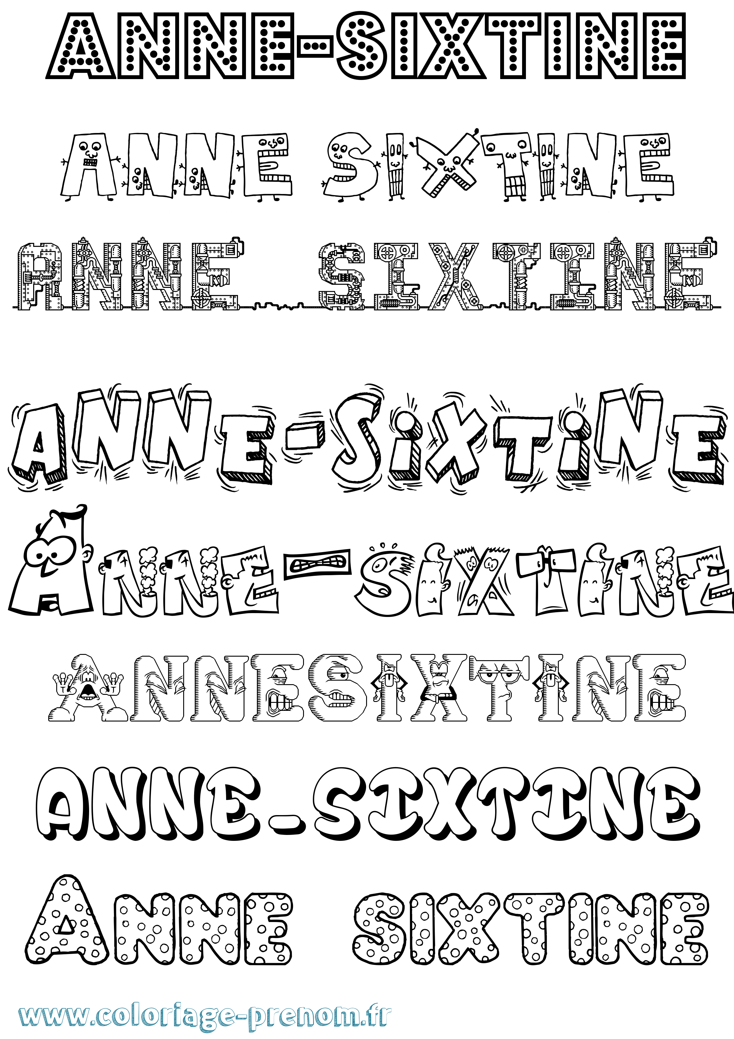 Coloriage Anne-Sixtine Fun Coloriage prénom Anne-Sixtine Fun