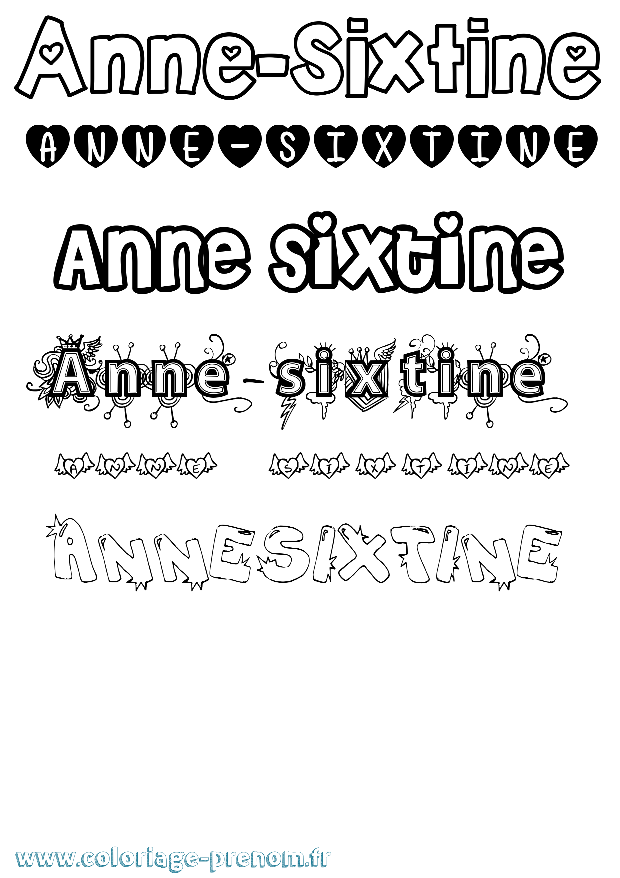 Coloriage Anne-Sixtine Girly Coloriage prénom Anne-Sixtine Girly