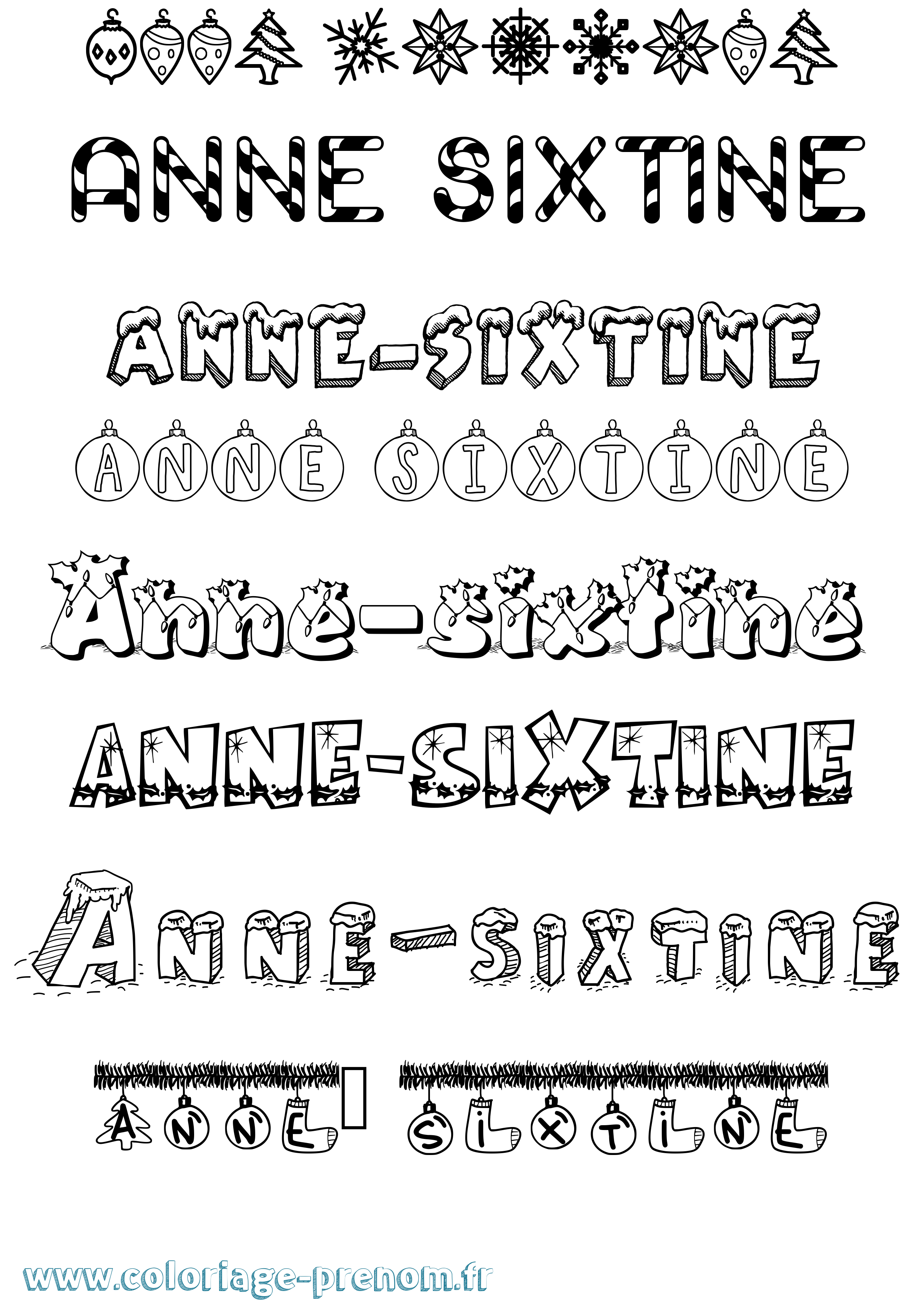 Coloriage Anne-Sixtine Noël Coloriage prénom Anne-Sixtine Noël