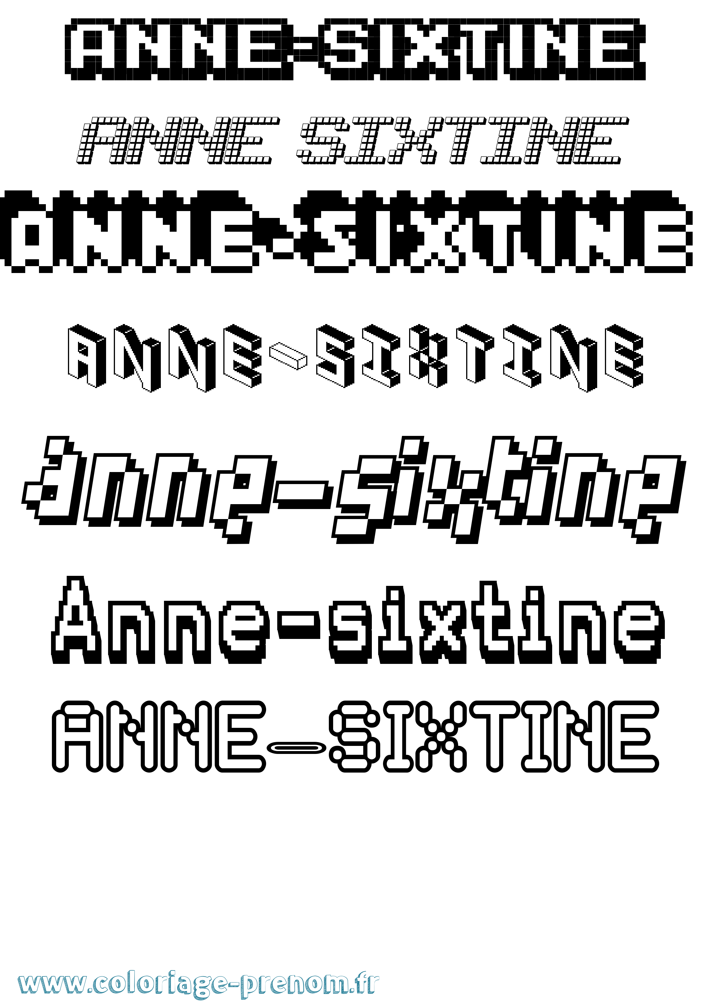 Coloriage Anne-Sixtine Pixel Coloriage prénom Anne-Sixtine Pixel