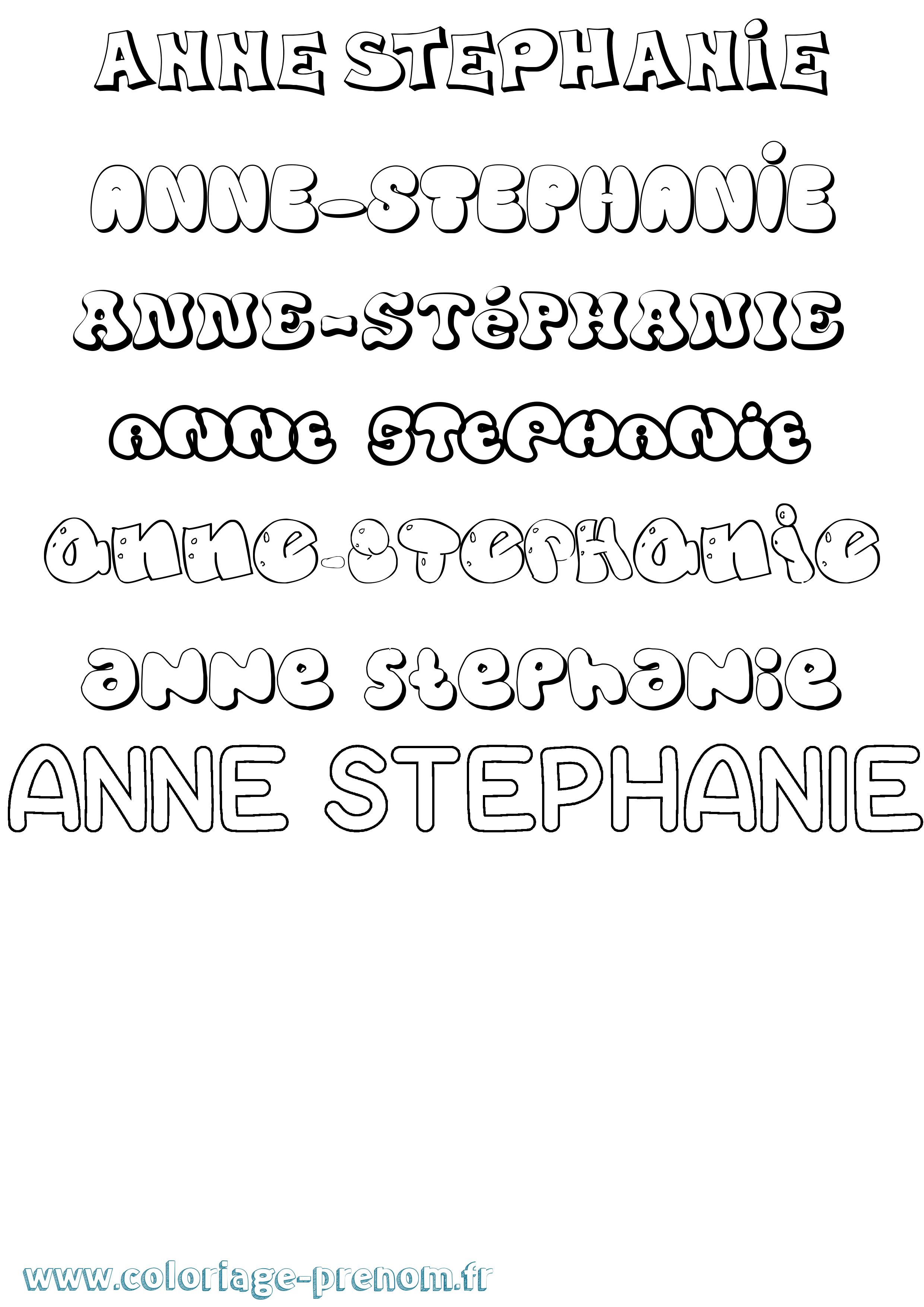 Coloriage Anne-Stéphanie Bubble Coloriage prénom Anne-Stéphanie Bubble