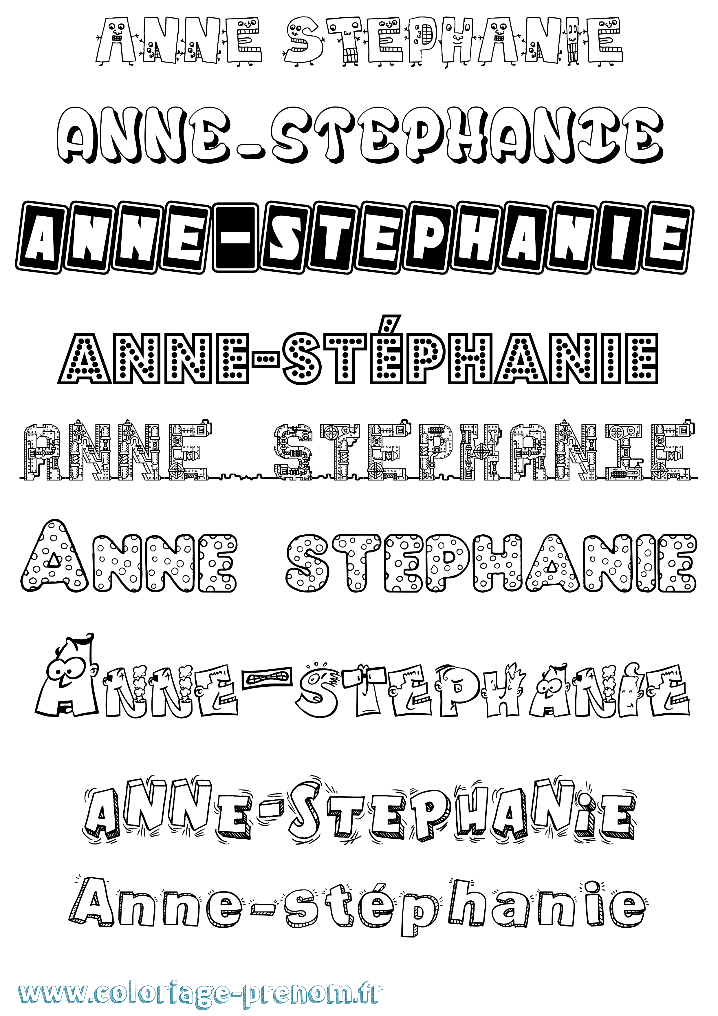 Coloriage Anne-Stéphanie Fun Coloriage prénom Anne-Stéphanie Fun
