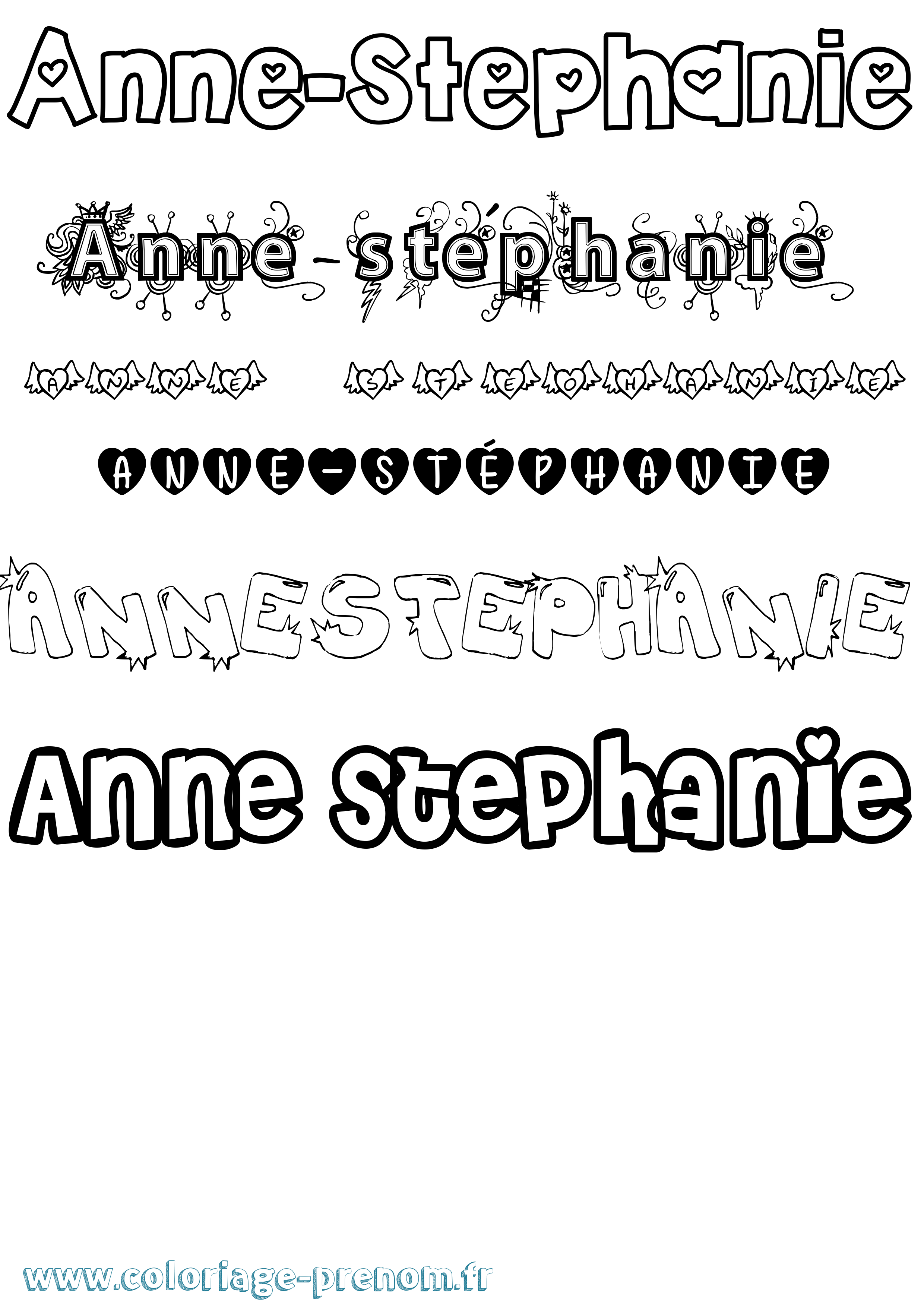 Coloriage Anne-Stéphanie Girly Coloriage prénom Anne-Stéphanie Girly