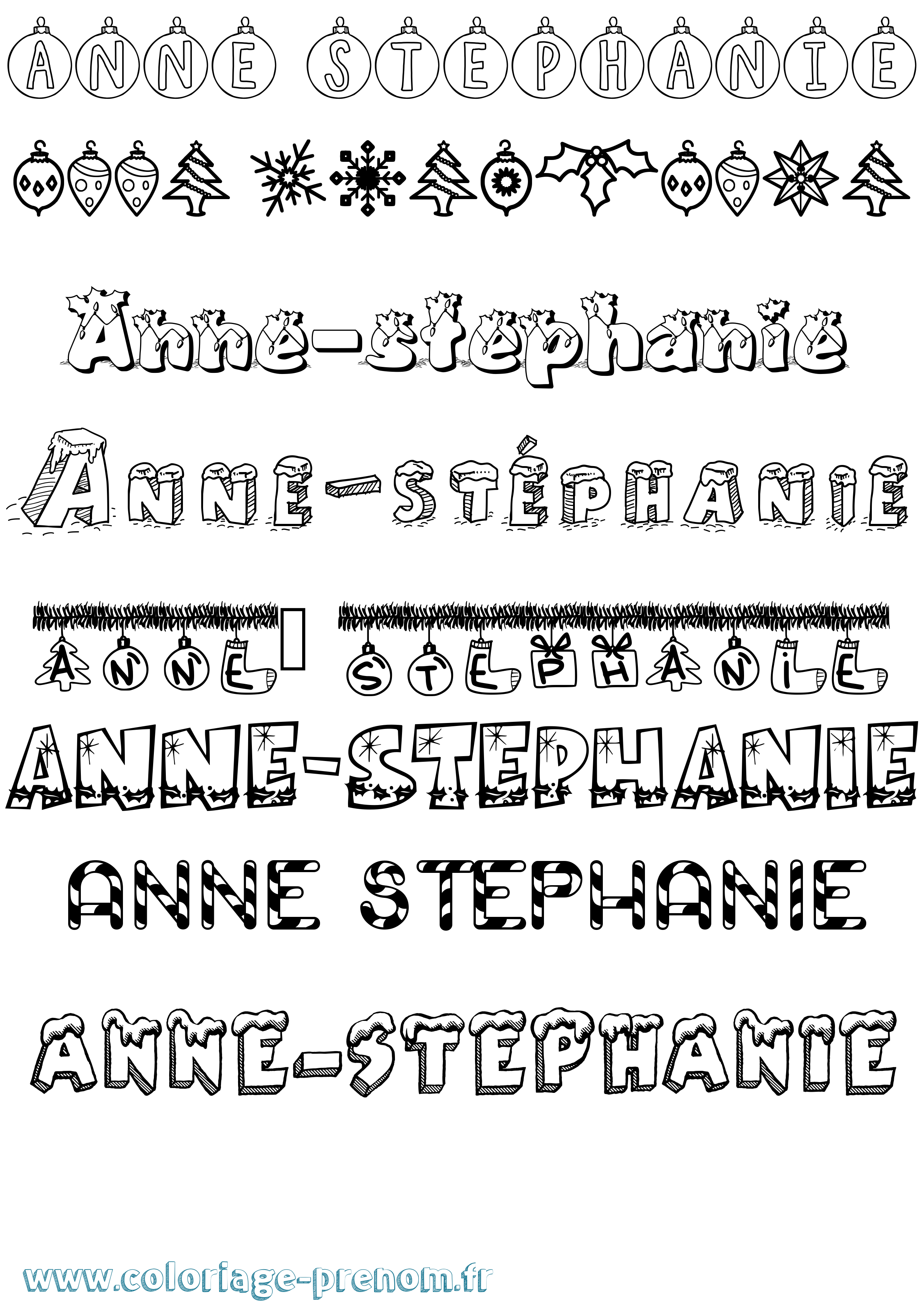 Coloriage Anne-Stéphanie Noël Coloriage prénom Anne-Stéphanie Noël