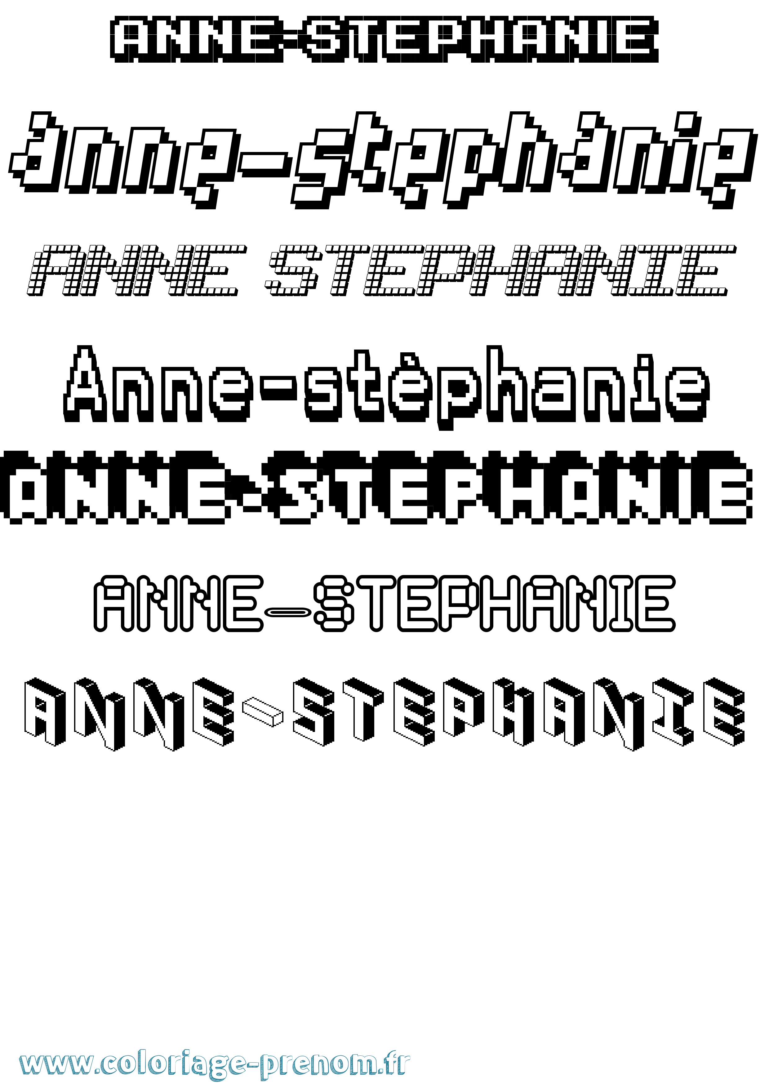 Coloriage Anne-Stéphanie Pixel Coloriage prénom Anne-Stéphanie Pixel