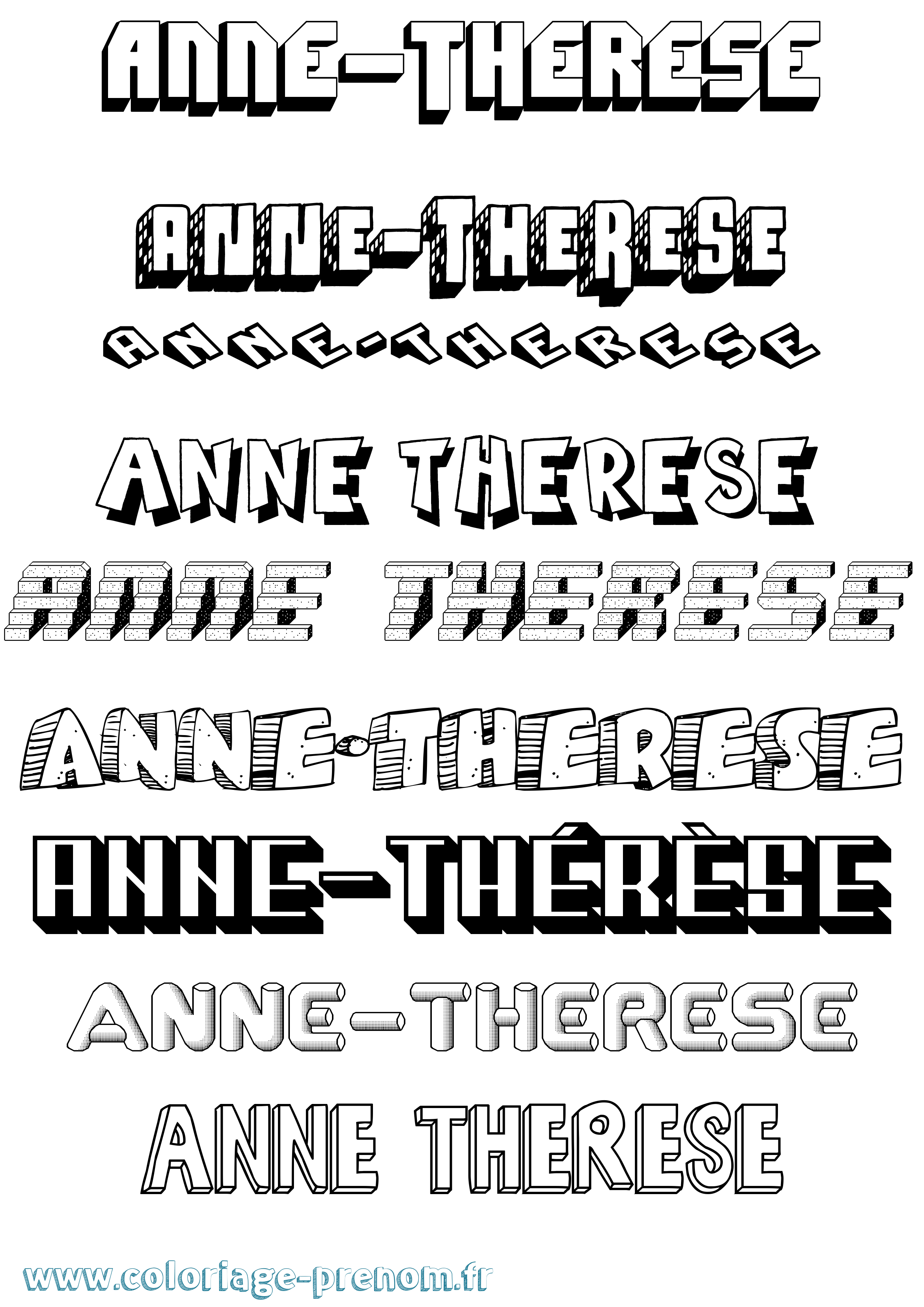 Coloriage Anne-Thérèse Effet 3D Coloriage prénom Anne-Thérèse Effet 3D