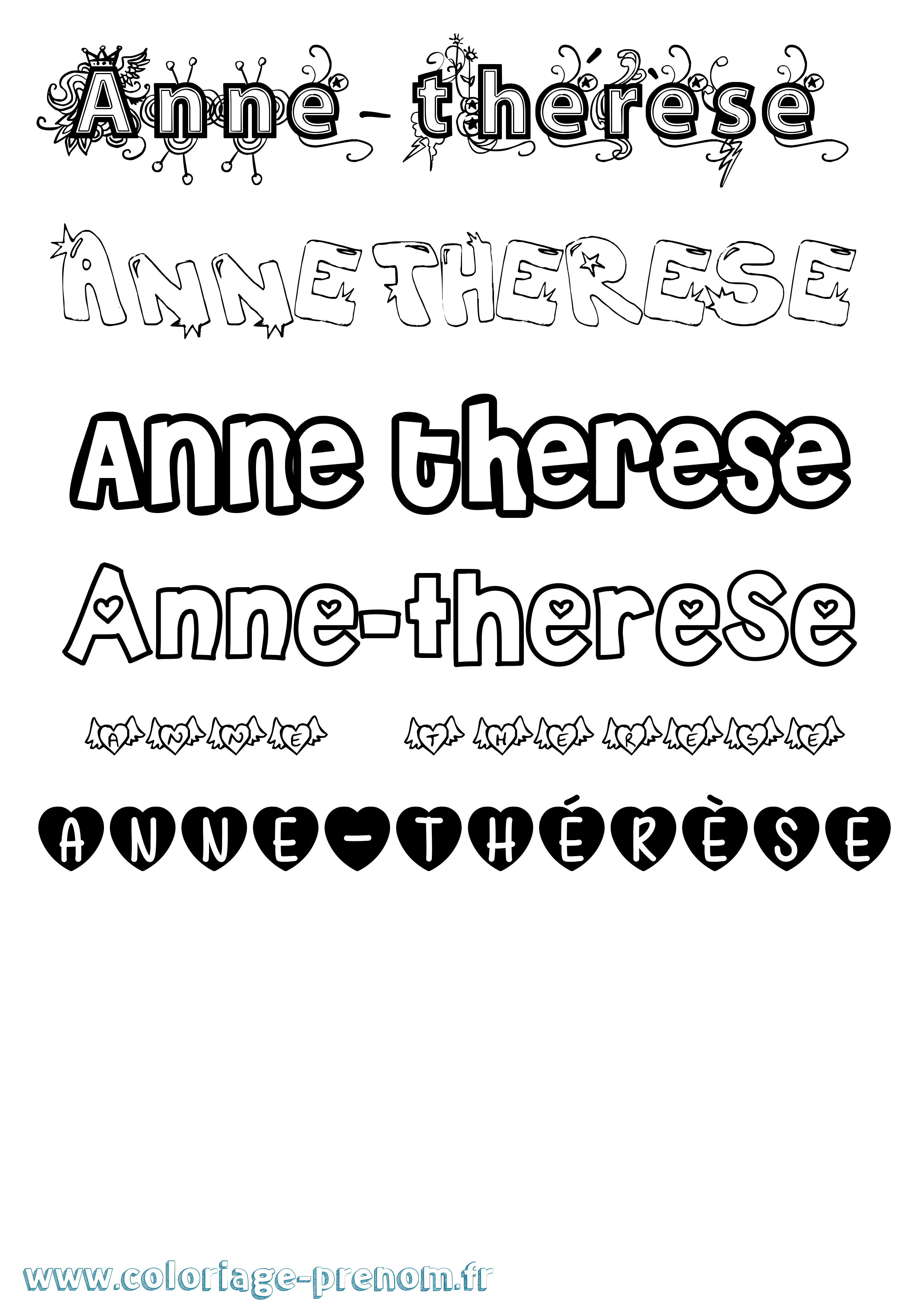 Coloriage Anne-Thérèse Girly Coloriage prénom Anne-Thérèse Girly