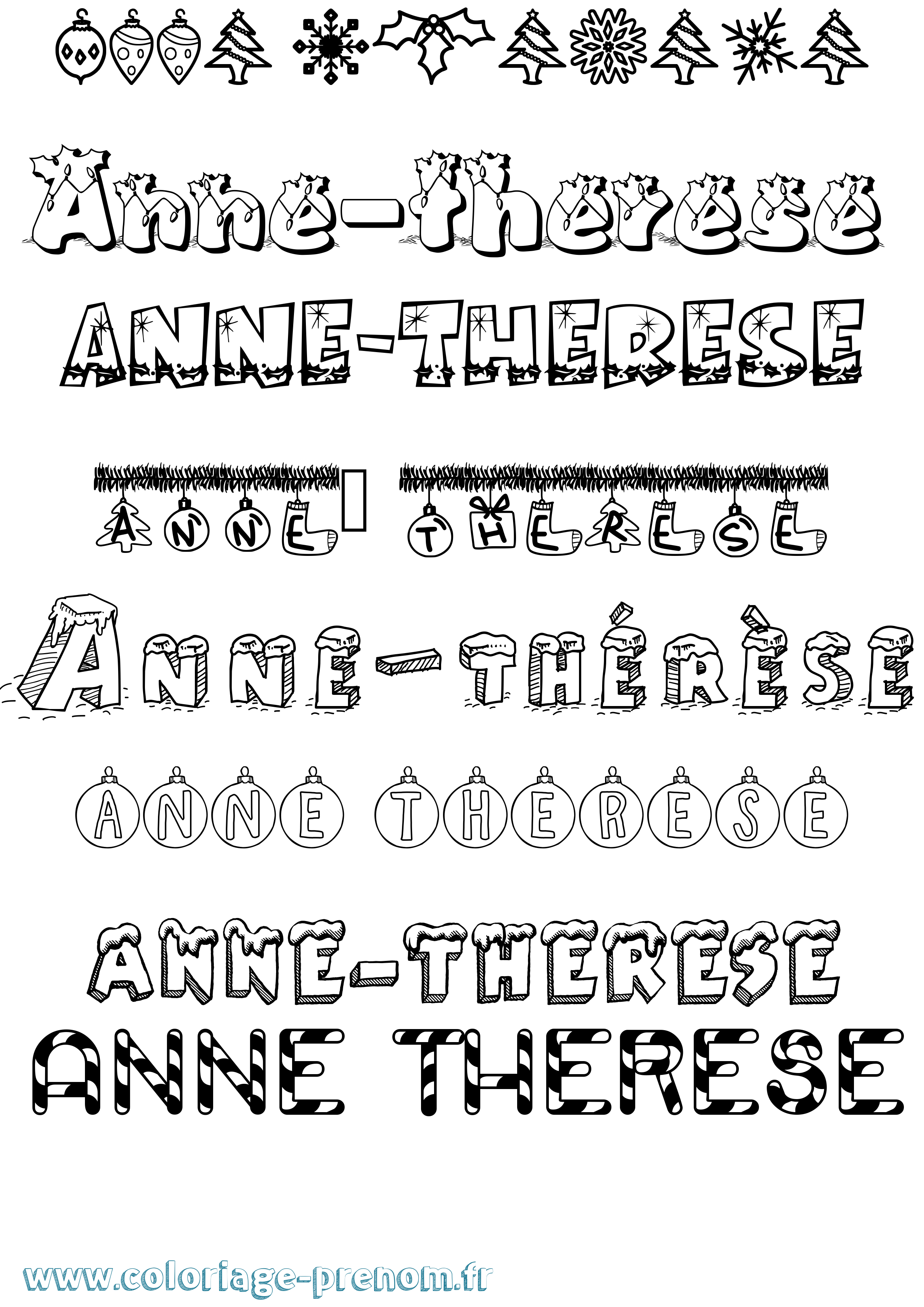 Coloriage Anne-Thérèse Noël Coloriage prénom Anne-Thérèse Noël