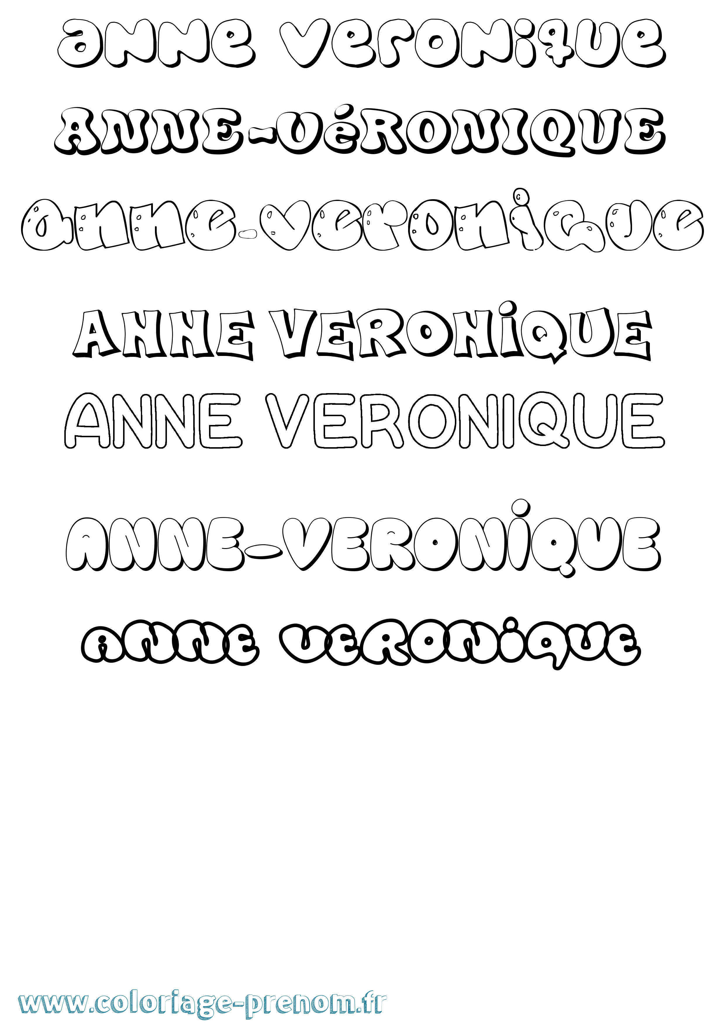Coloriage Anne-Véronique Bubble Coloriage prénom Anne-Véronique Bubble