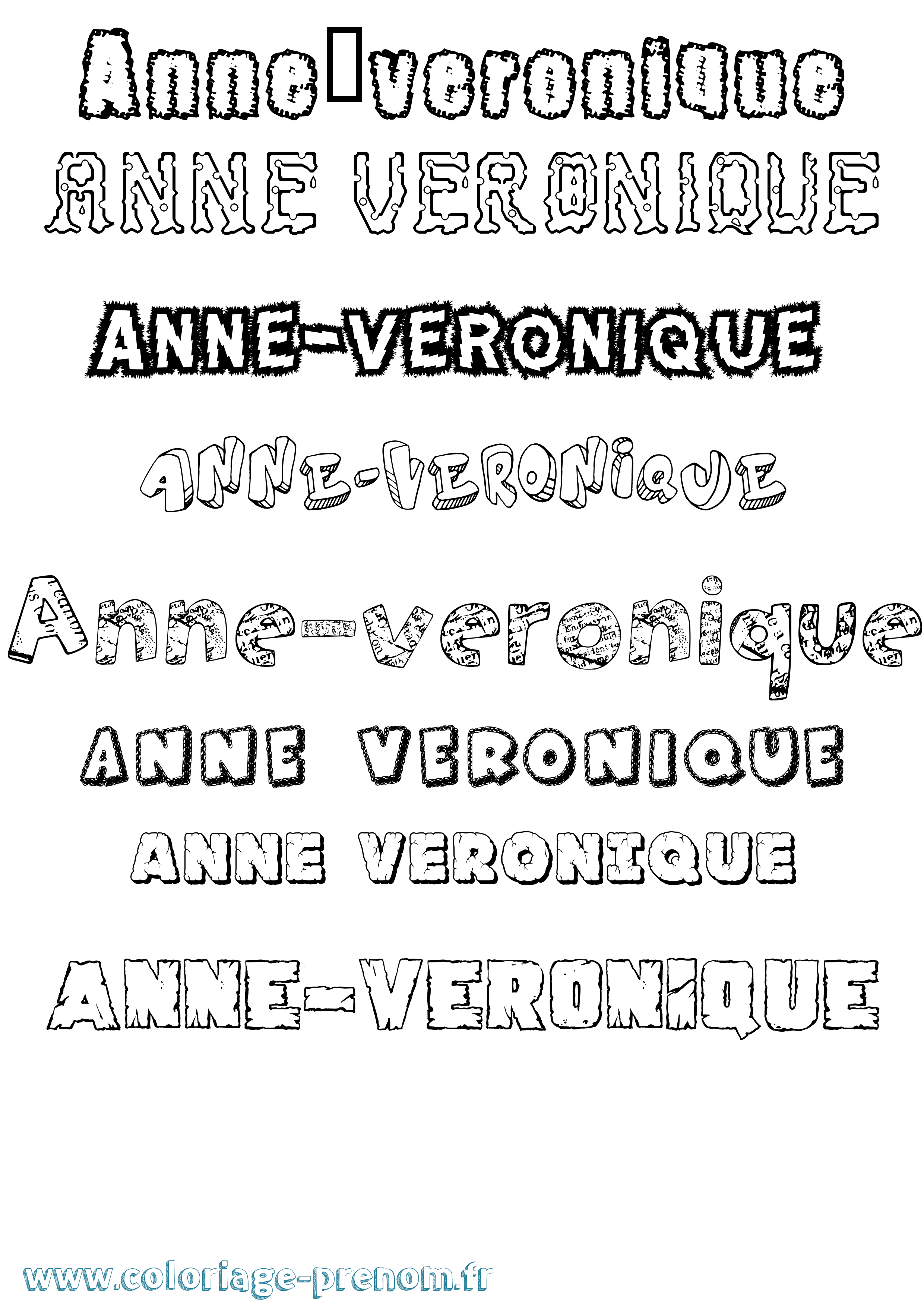 Coloriage Anne-Véronique Destructuré Coloriage prénom Anne-Véronique Destructuré