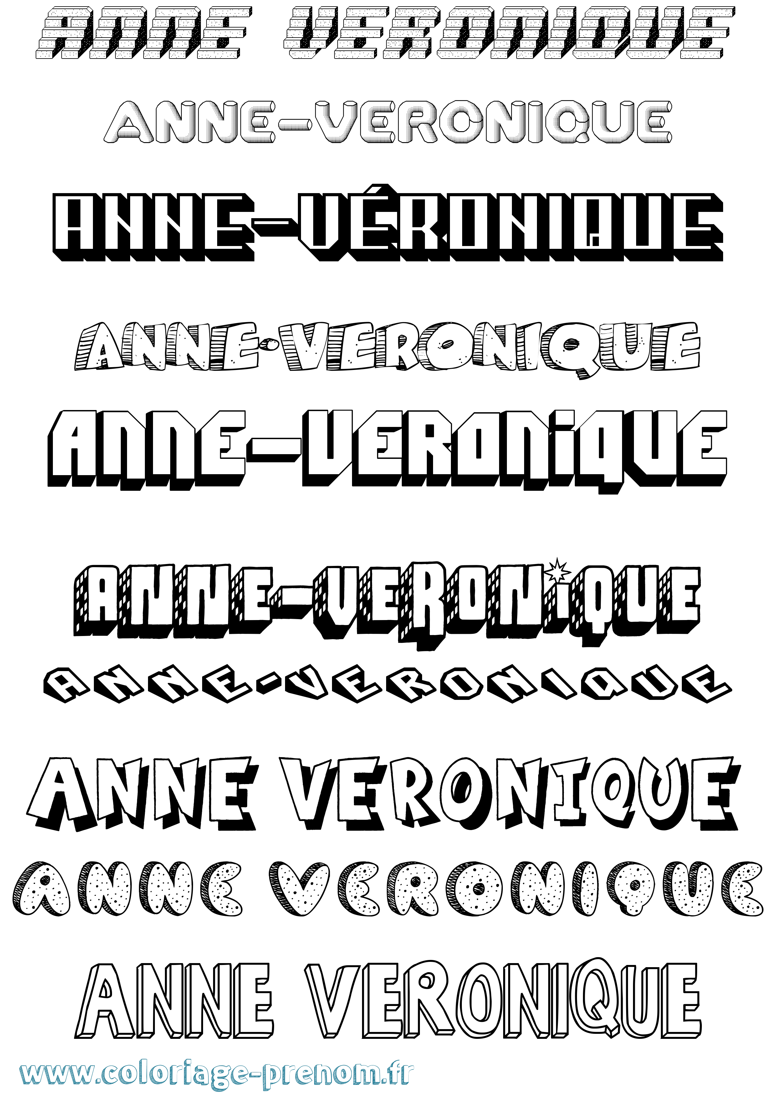 Coloriage Anne-Véronique Effet 3D Coloriage prénom Anne-Véronique Effet 3D