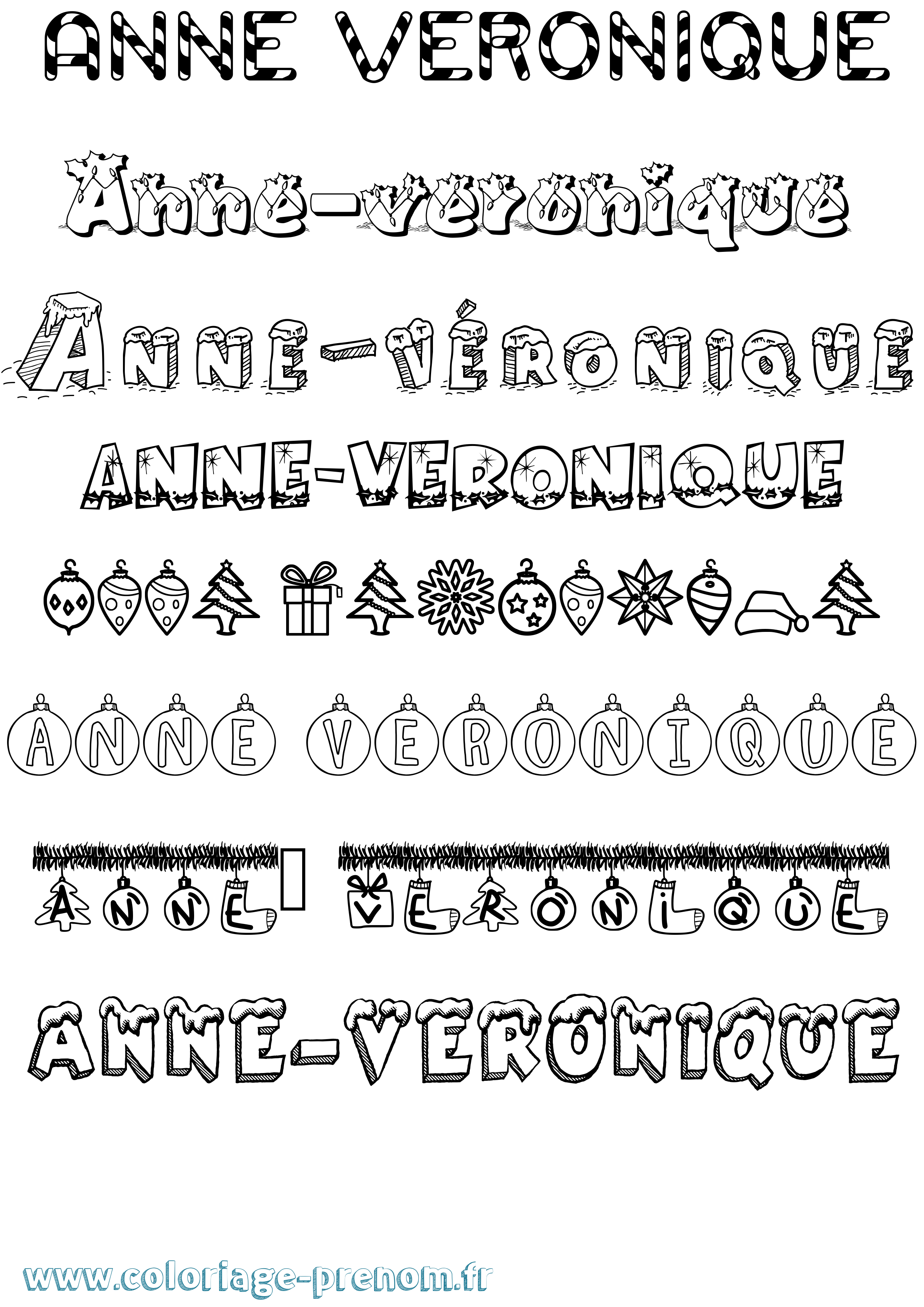 Coloriage Anne-Véronique Noël Coloriage prénom Anne-Véronique Noël