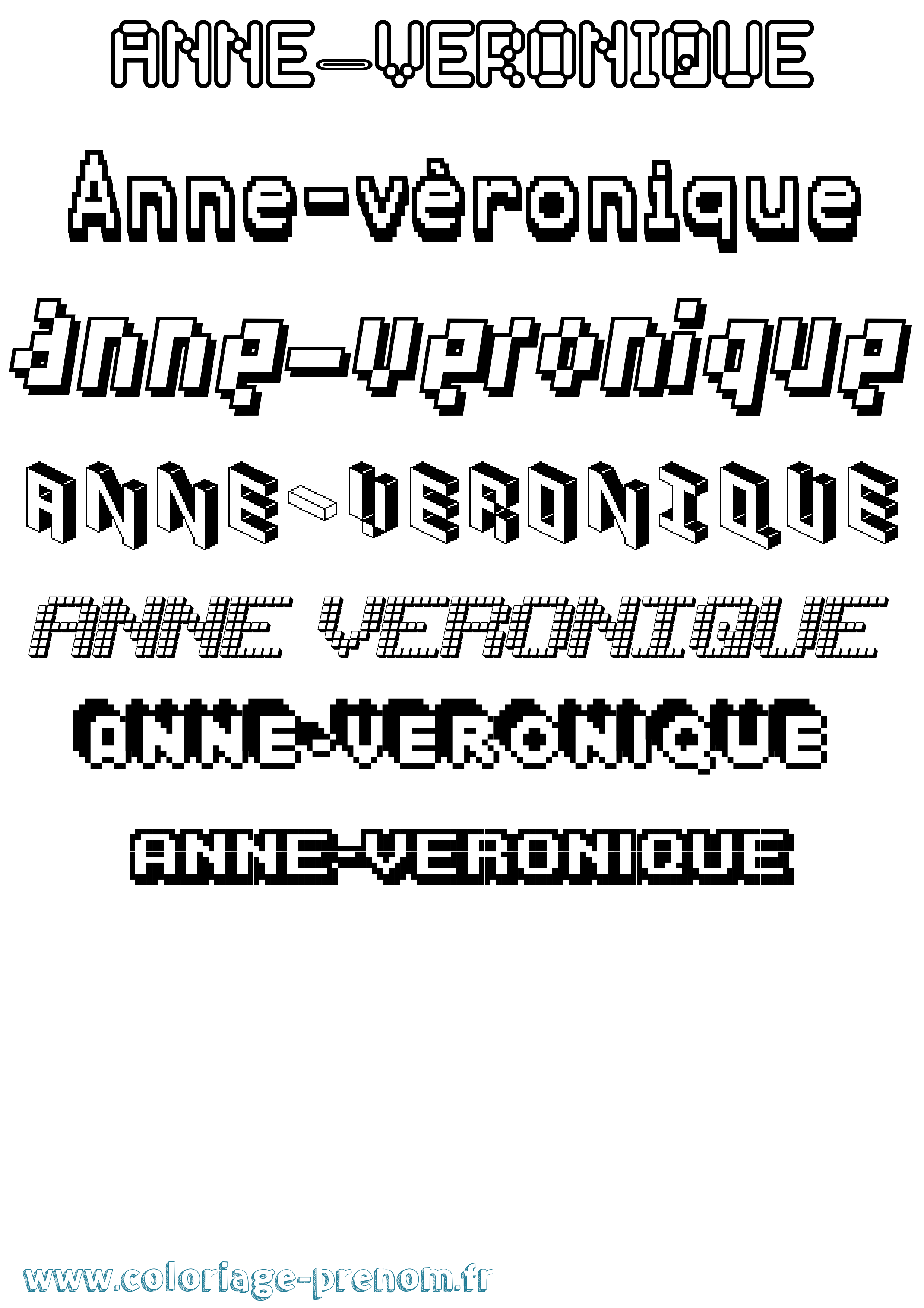 Coloriage Anne-Véronique Pixel Coloriage prénom Anne-Véronique Pixel